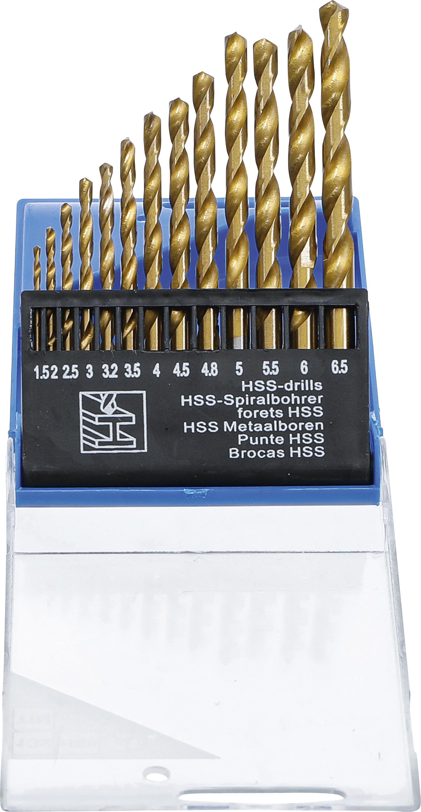 HSS-Spiralbohrer-Satz | titan-nitriert | 1,5 - 6,5 mm | 13-tlg. BGS50813