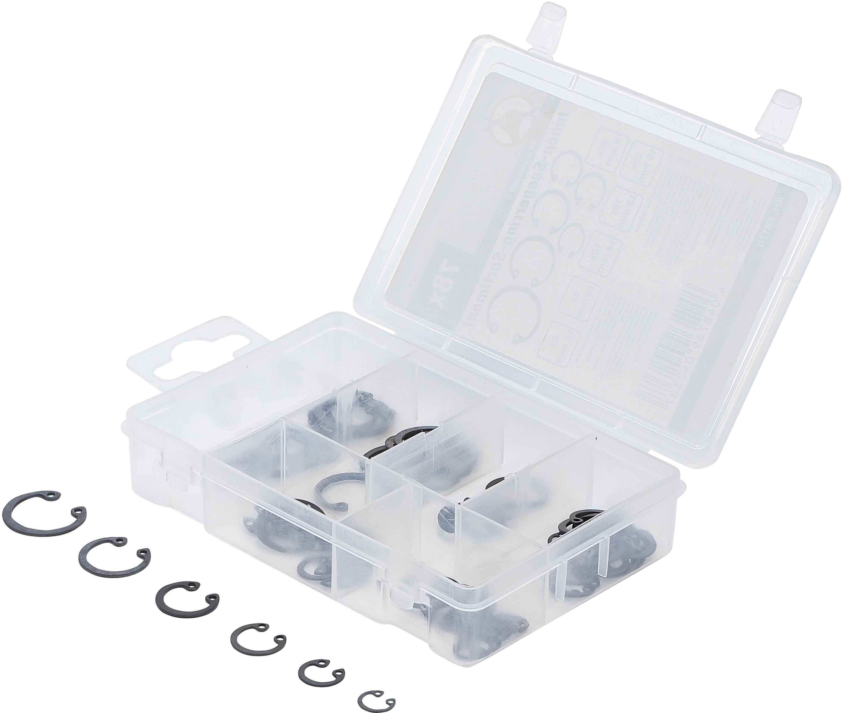 Innen-Seegerring-Sortiment (Sprengringe) | Ø 8 - 19 mm | 78-tlg. BGS88170