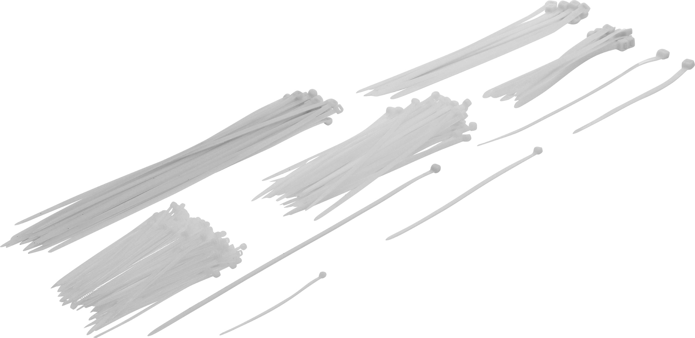 Kabelbinder-Sortiment | weiß | 100 - 300 mm | 250-tlg. BGS80778