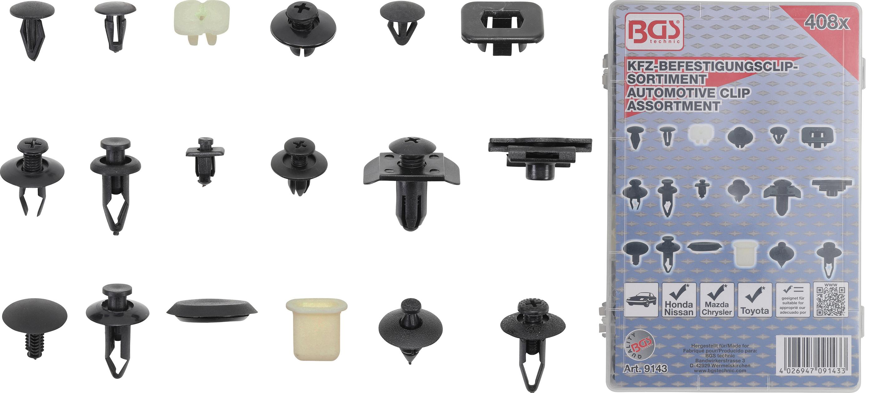 Kfz-Befestigungsclip-Sortiment für Nissan | 408-tlg. BGS9143