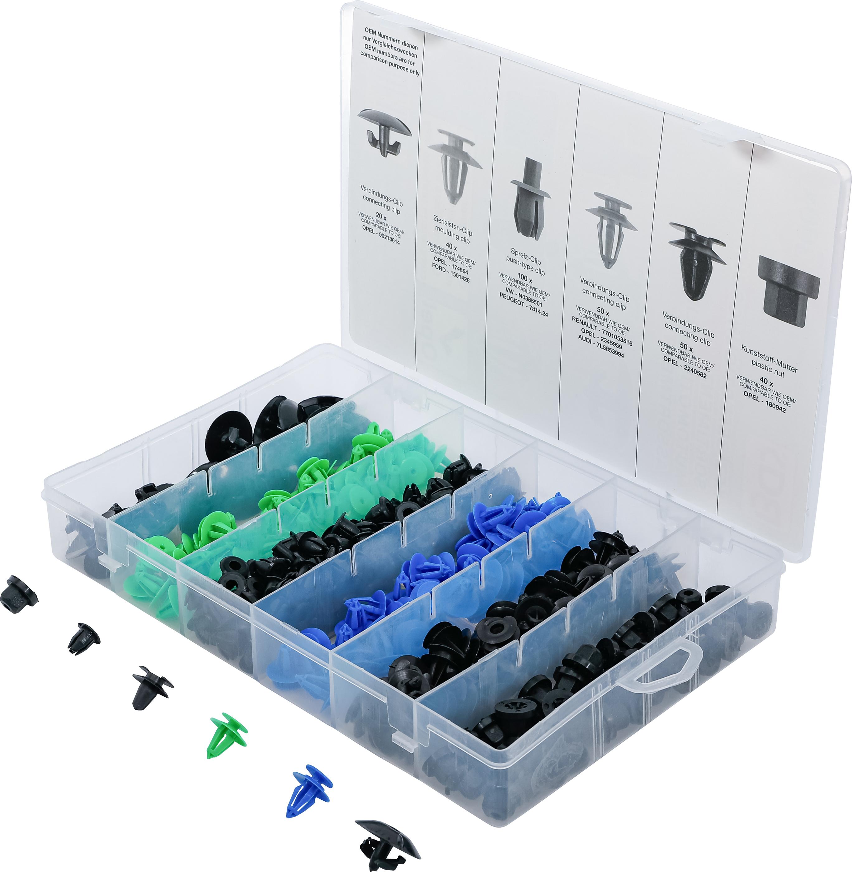 Kfz-Befestigungsclip-Sortiment für Opel | 300-tlg. BGS9049