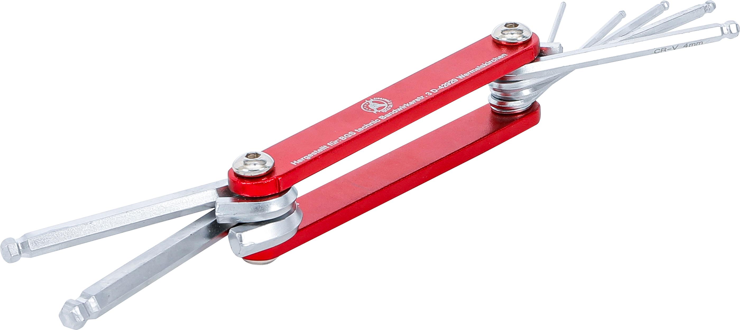 Klappschlüssel | Innensechskant mit Kugelkopf 1,5 - 6 mm | 7-tlg. BGS7847