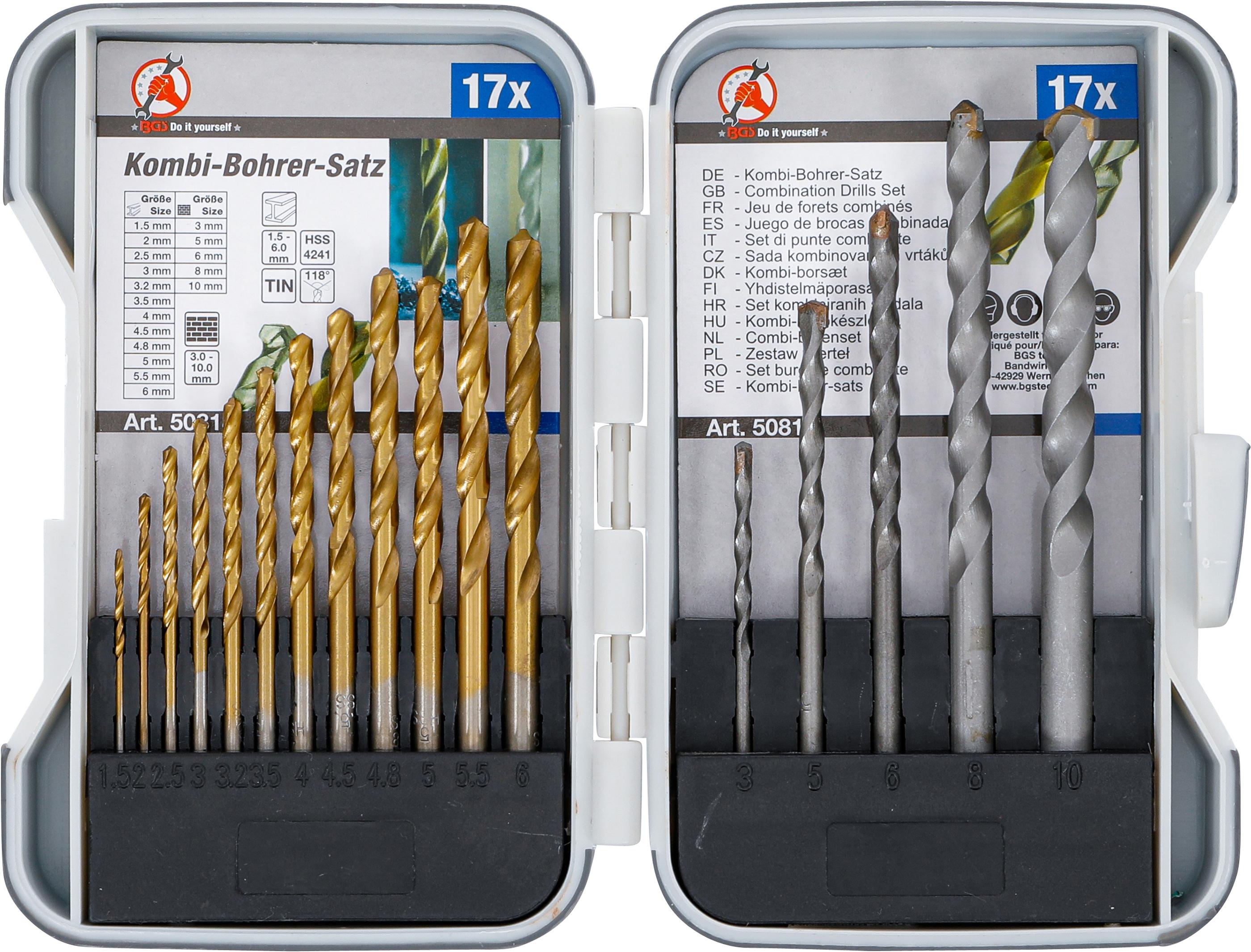 Kombi-Bohrer-Satz | 1,5 - 10 mm | 17-tlg. BGS50818