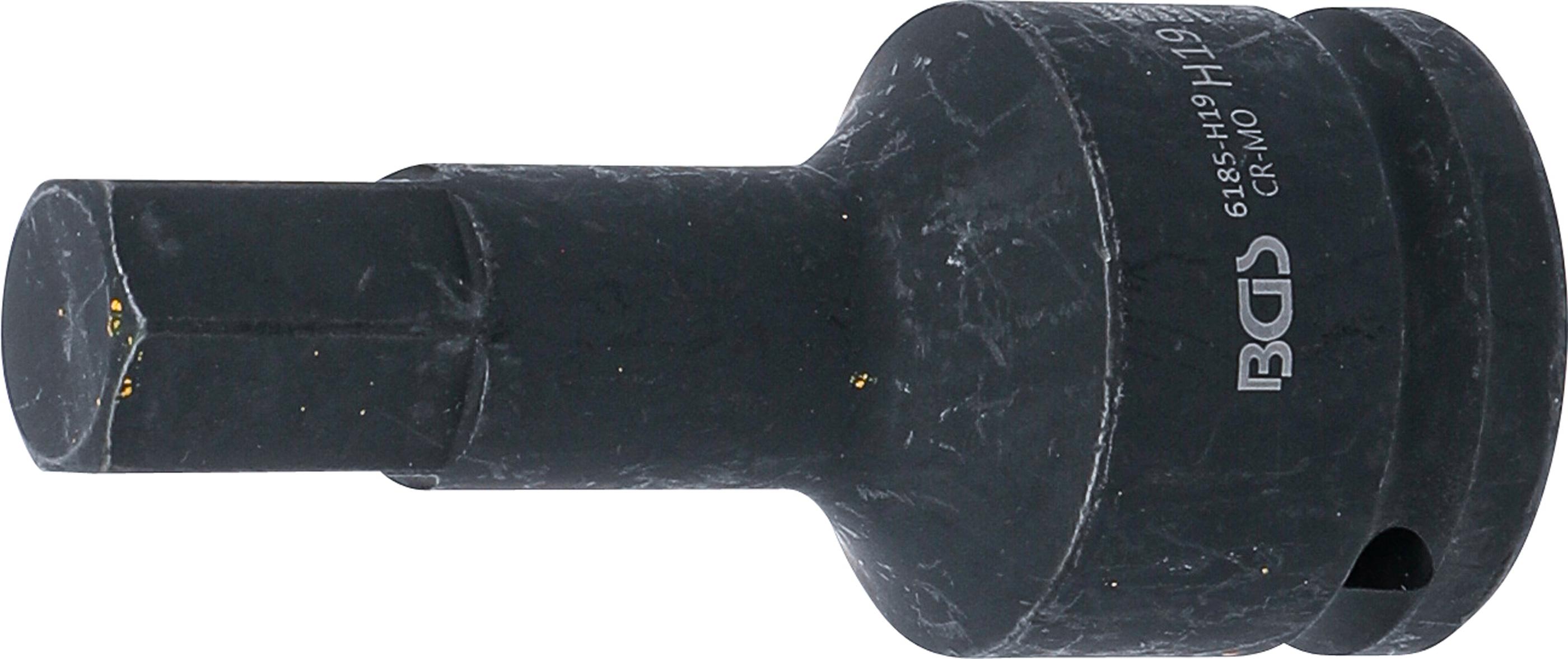 Kraft-Bit-Einsatz | Länge 100 mm | Antrieb Innenvierkant 20 mm (3/4") | Innensechskant 19 mm BGS6185-H19