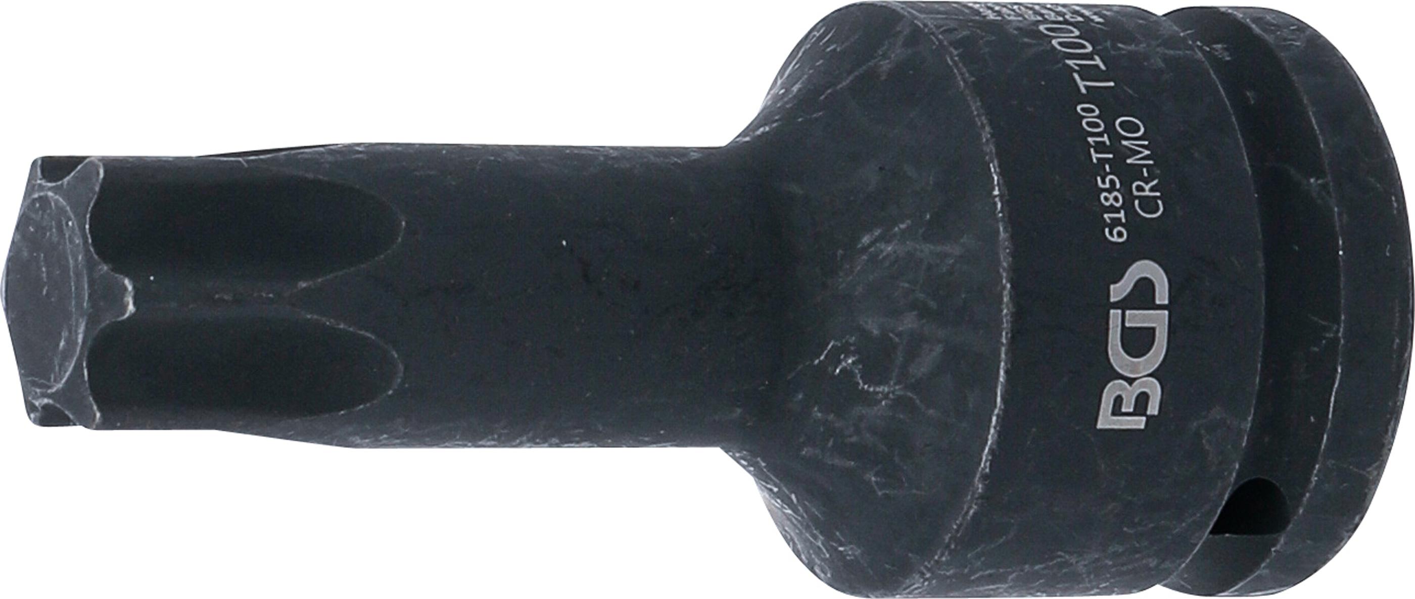 Kraft-Bit-Einsatz | Länge 100 mm | Antrieb Innenvierkant 20 mm (3/4") | T-Profil (für Torx) T100 BGS6185-T100