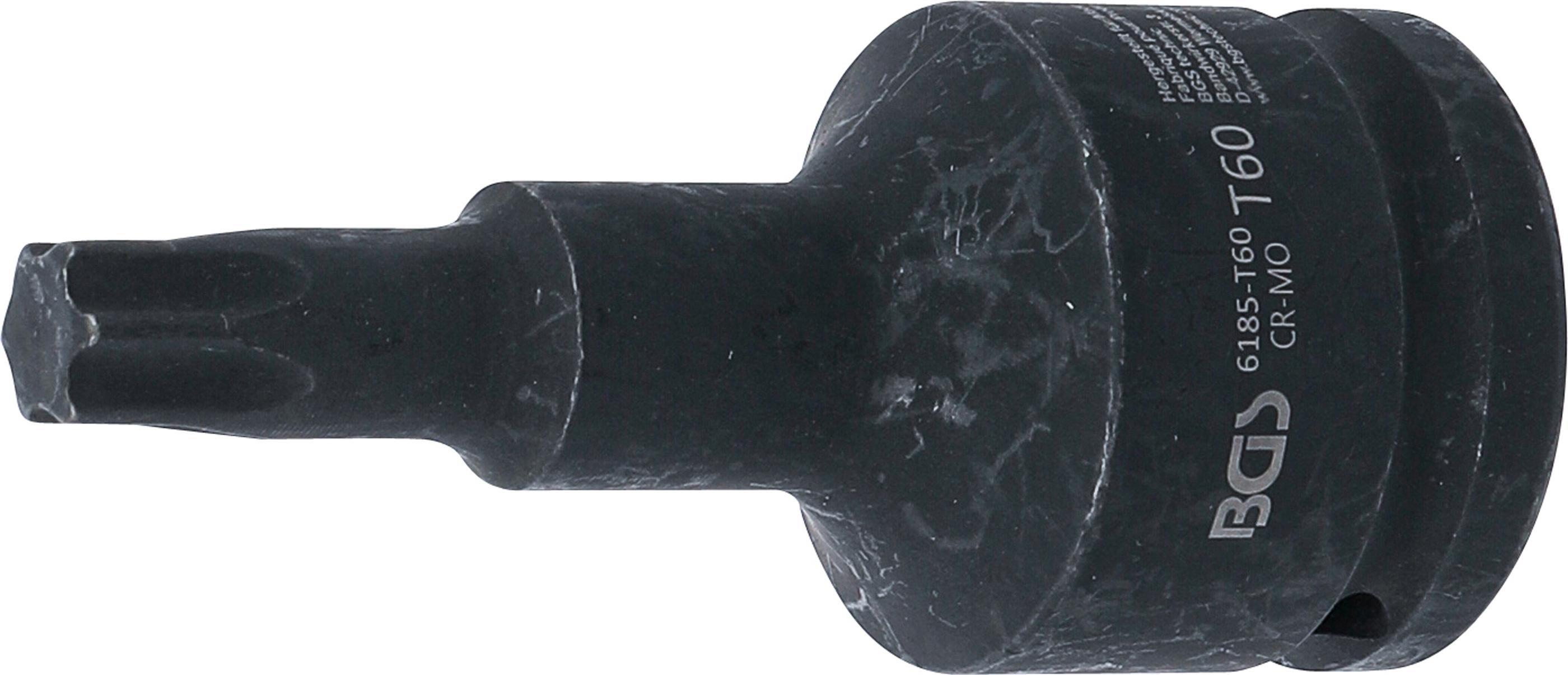 Kraft-Bit-Einsatz | Länge 100 mm | Antrieb Innenvierkant 20 mm (3/4") | T-Profil (für Torx) T60 BGS6185-T60