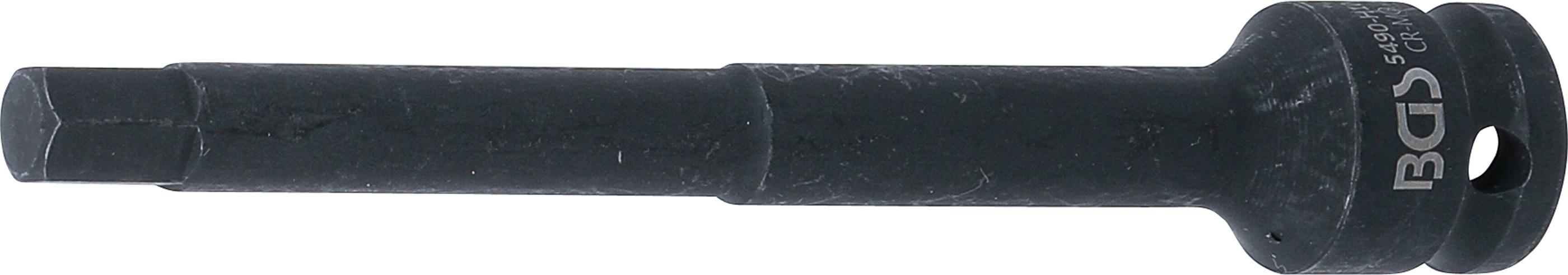 Kraft-Bit-Einsatz | Länge 150 mm | Antrieb Innenvierkant 12,5 mm (1/2") | Innensechskant 10 mm BGS5490-H10