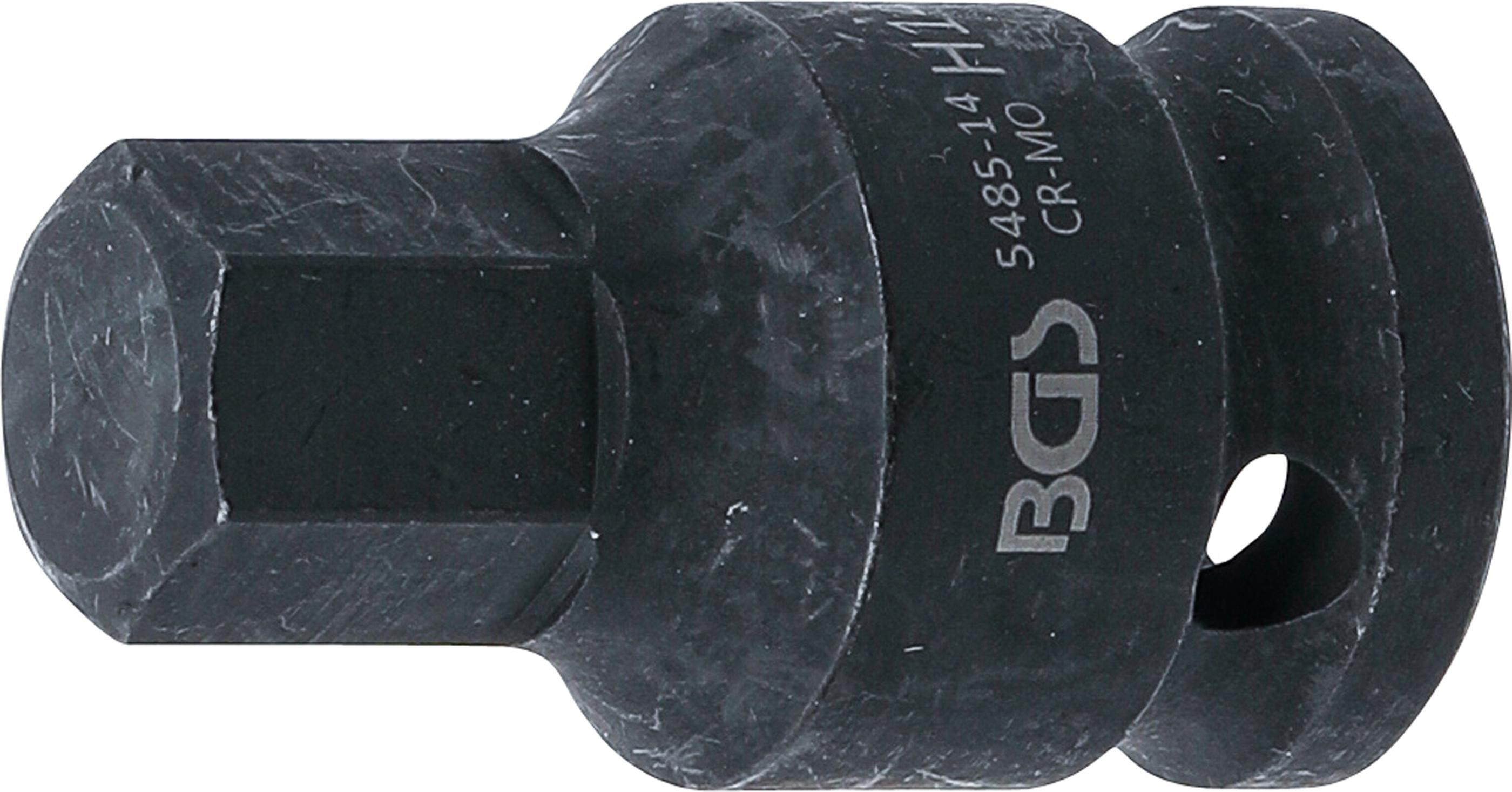 Kraft-Bit-Einsatz | Länge 42 mm | Antrieb Innenvierkant 12,5 mm (1/2") | Innensechskant 14 mm BGS5485-14