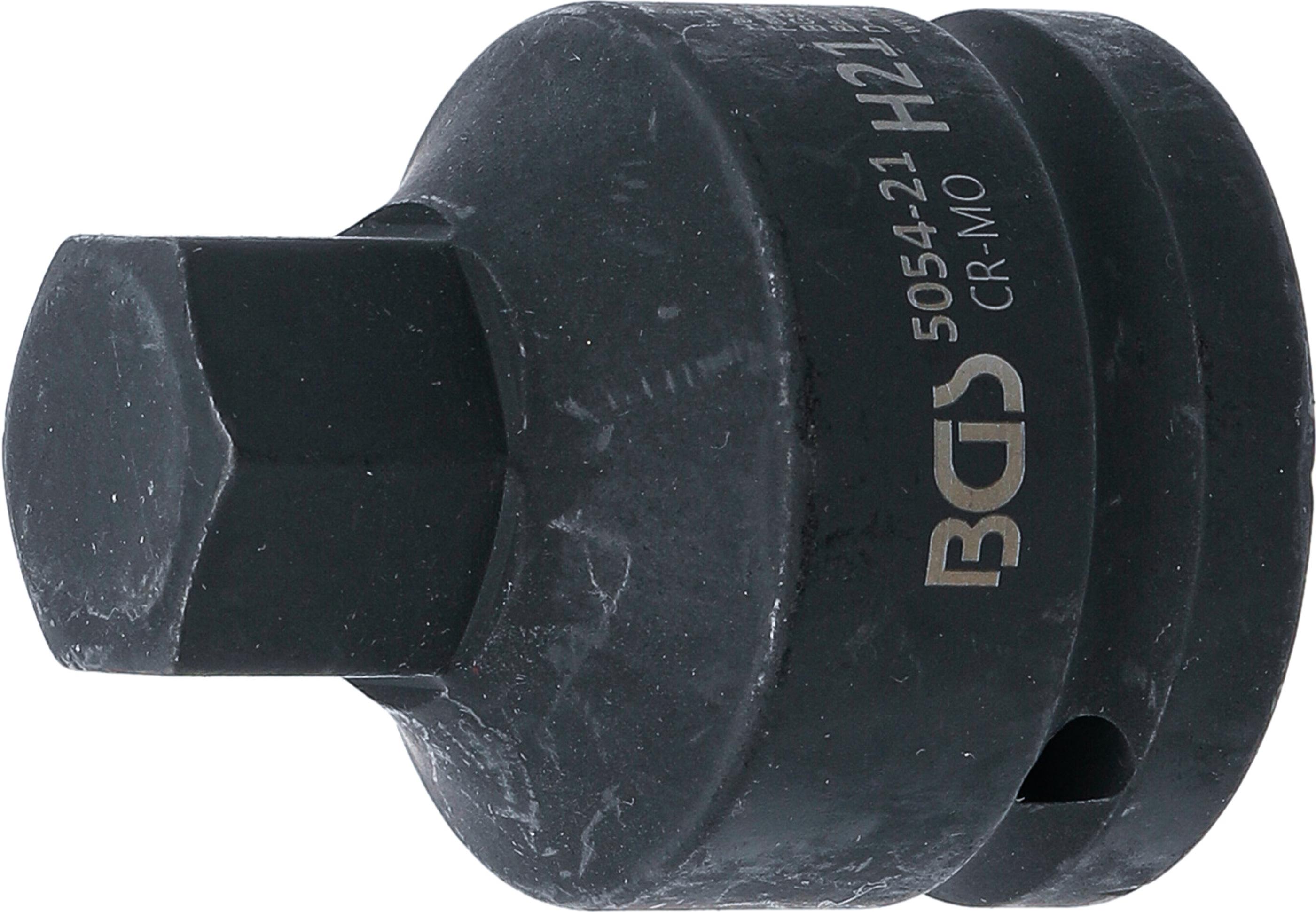 Kraft-Bit-Einsatz | Länge 55 mm | Antrieb Innenvierkant 20 mm (3/4") | Innensechskant 21 mm BGS5054-21