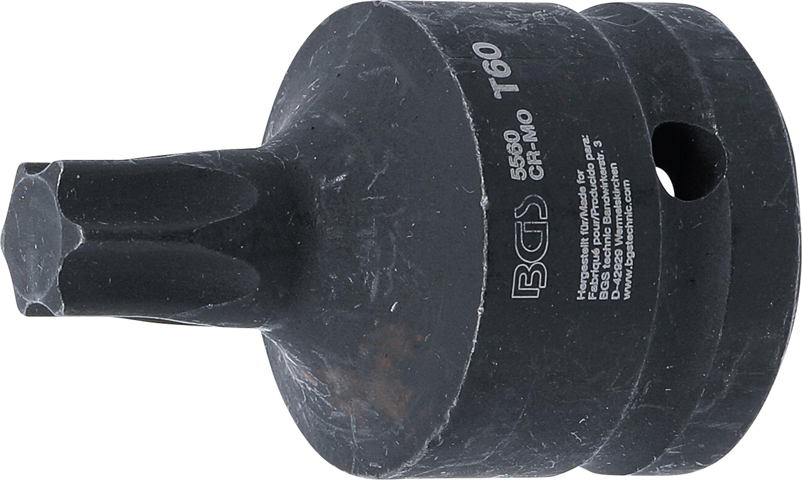Kraft-Bit-Einsatz | Länge 60 mm | Antrieb Innenvierkant 20 mm (3/4") | T-Profil (für Torx) T60 BGS5560