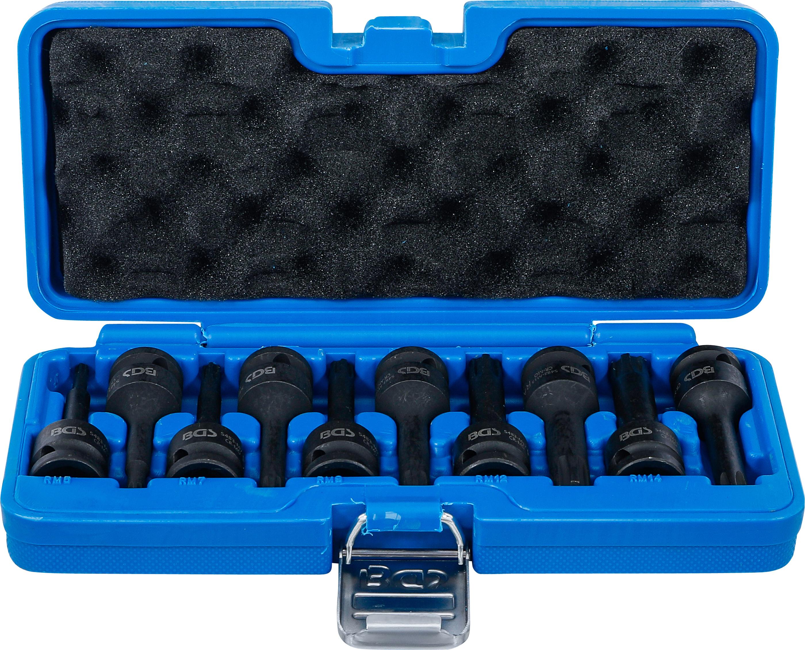 Kraft-Bit-Einsatz-Satz | Antrieb Innenvierkant 12,5 mm (1/2") | Keil-Profil (für Ribe) M5 - M14 | 9-tlg. BGS5483