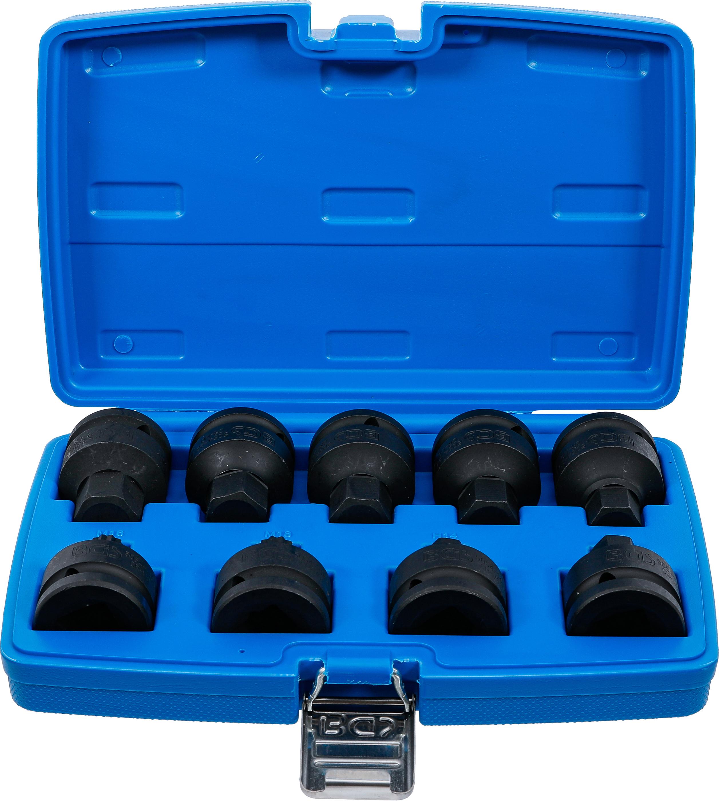 Kraft-Bit-Einsatz-Satz | Antrieb Innenvierkant 20 mm (3/4") | Innensechskant, Innenvielzahn (für XZN) | 9-tlg. BGS5054