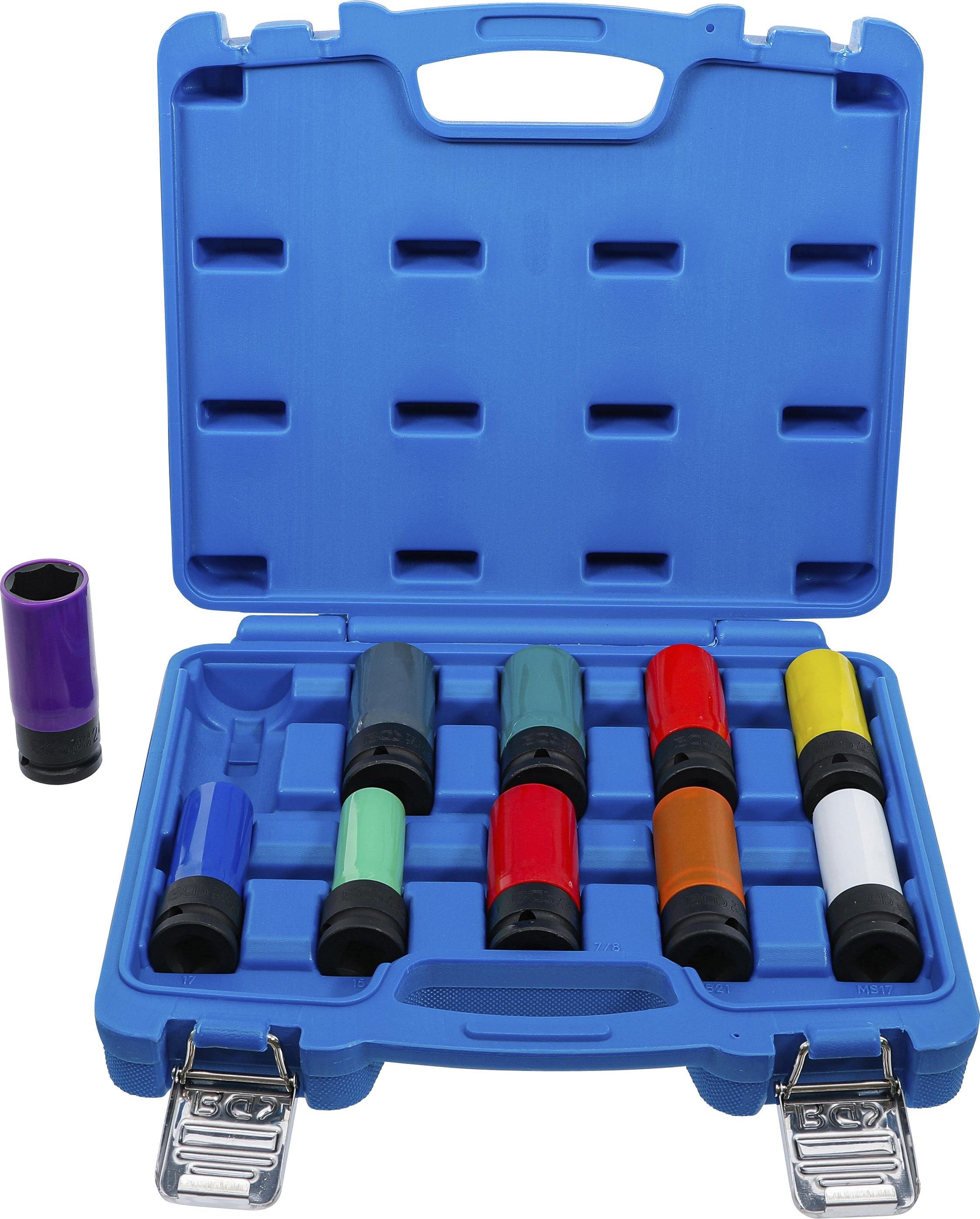 Kraft-Schoneinsatz-Satz | Antrieb Innenvierkant 12,5 mm (1/2") | SW 15 - 24 mm und Spezial-Radschrauben | 10-tlg. BGS7311