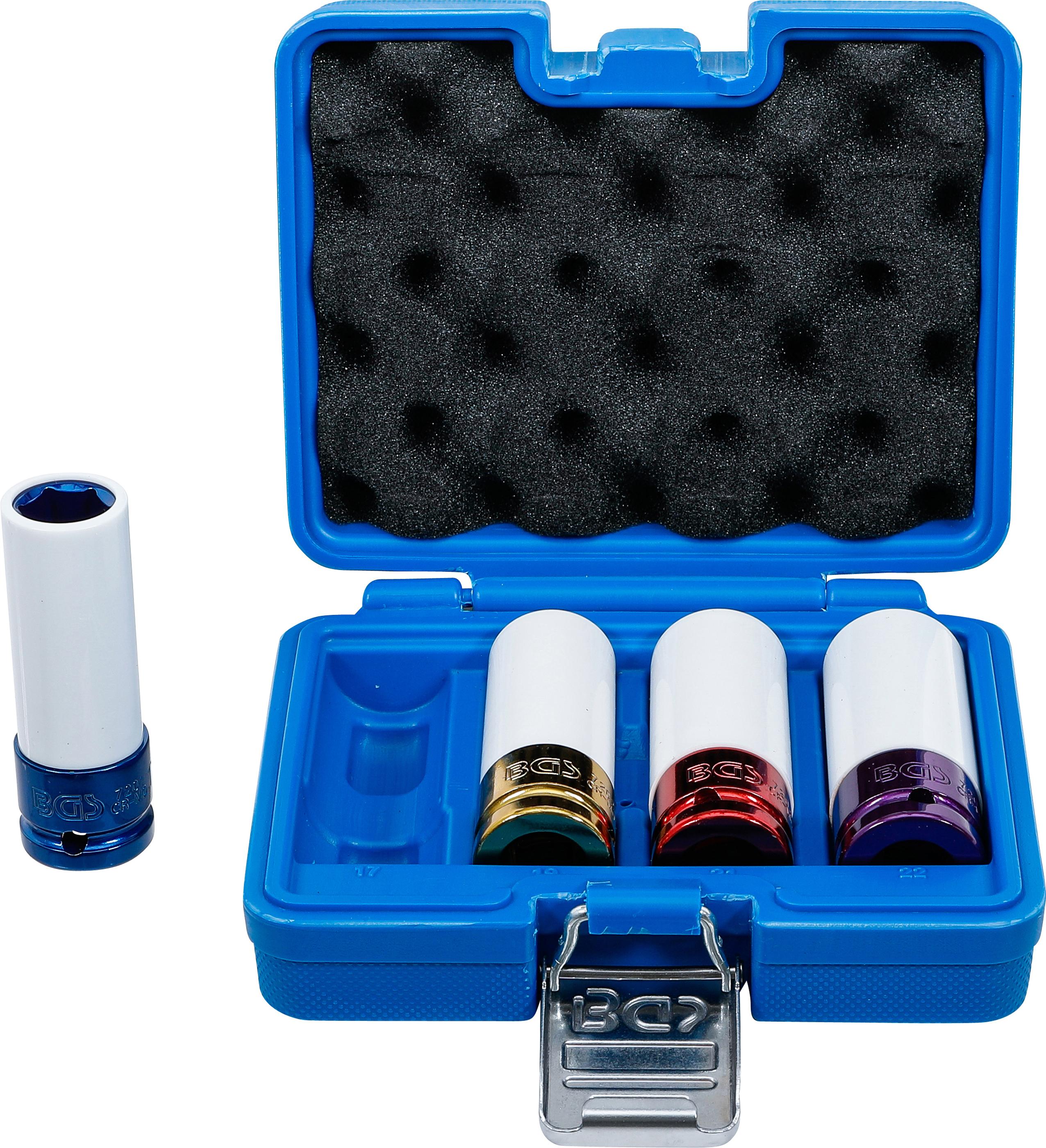 Kraft-Schoneinsatz-Satz | Antrieb Innenvierkant 12,5 mm (1/2") | SW 17 / 19 / 21 / 22 mm | 4-tlg. BGS9847