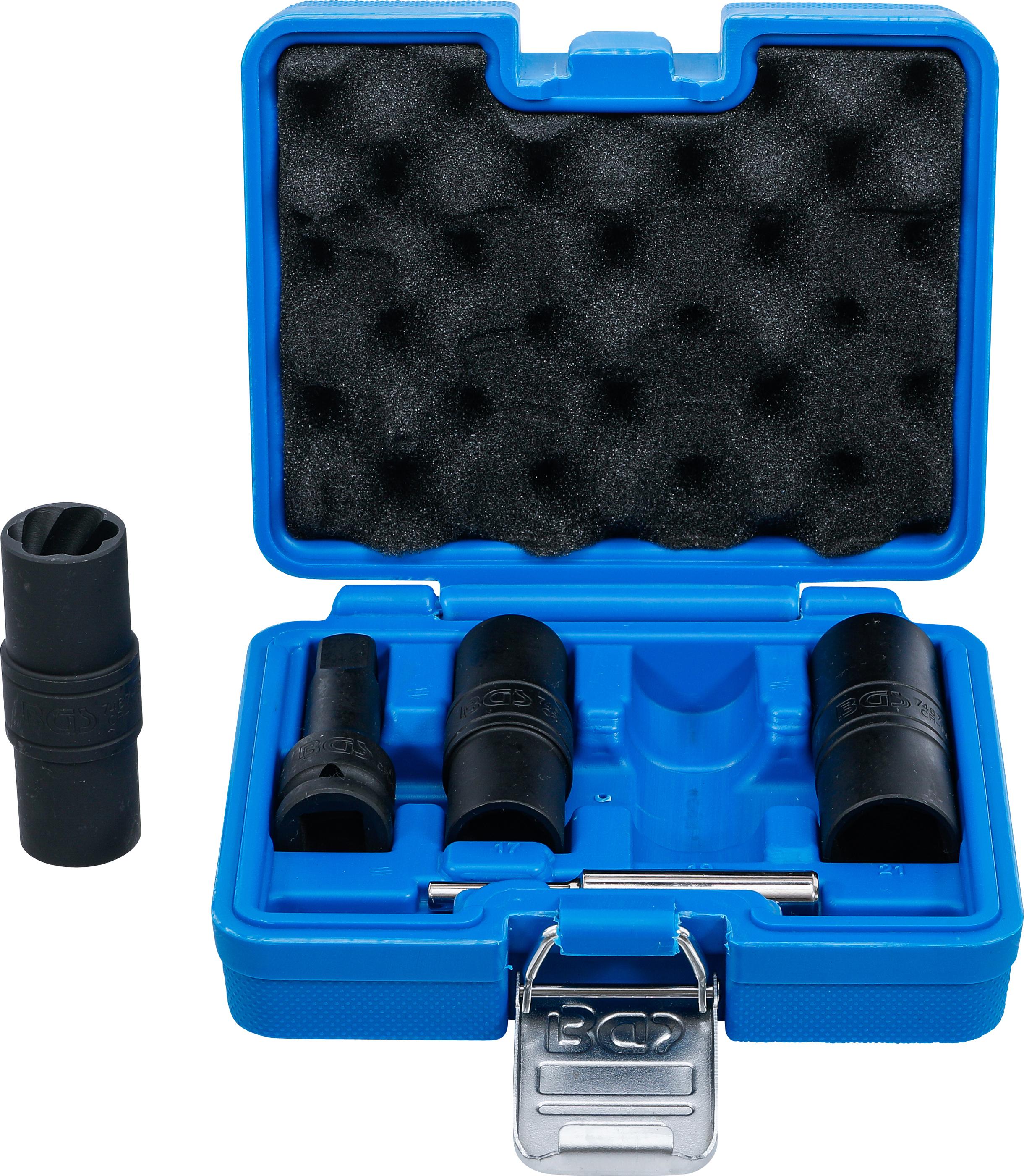 Kraft-Spezial-Steckschlüssel-Wendeeinssatz-Satz | Sechskant & Schraubendreher 17 - 19 - 21 mm | 12,5 mm (1/2") | 3-tlg. BGS7467