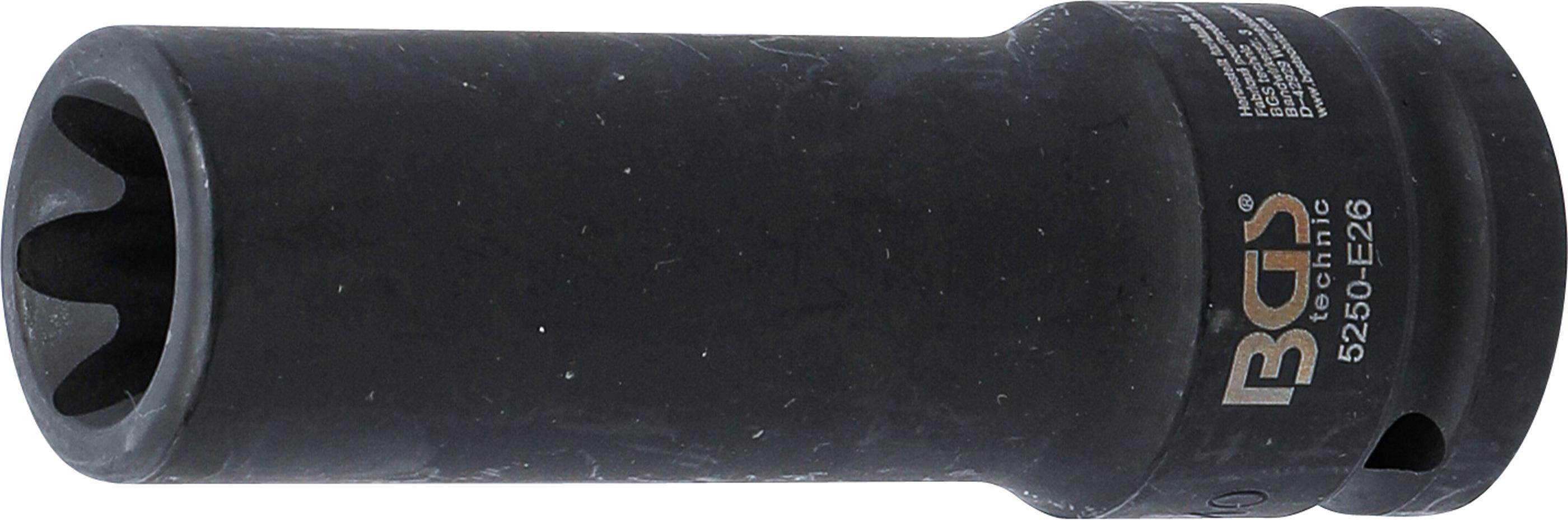 Kraft-Steckschlüssel-Einsatz E-Profil, tief | Antrieb Innenvierkant 20 mm (3/4") | SW E26 BGS5250-E26