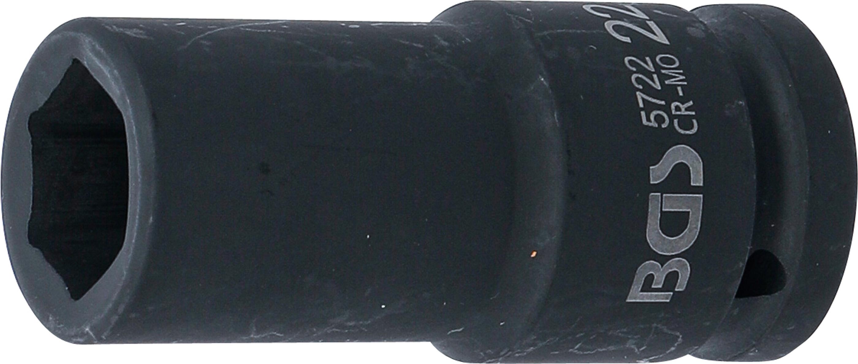 Kraft-Steckschlüssel-Einsatz Sechskant, tief | Antrieb Innenvierkant 20 mm (3/4") | SW 22 mm BGS5722