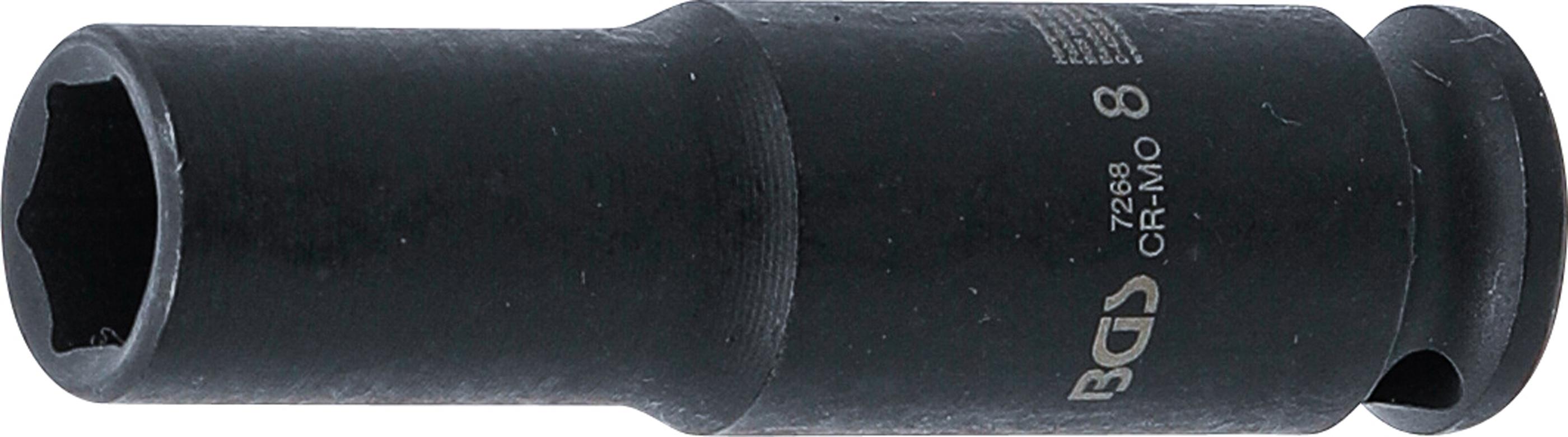 Kraft-Steckschlüssel-Einsatz Sechskant, tief | Antrieb Innenvierkant 6,3 mm (1/4") | SW 8 mm BGS7268