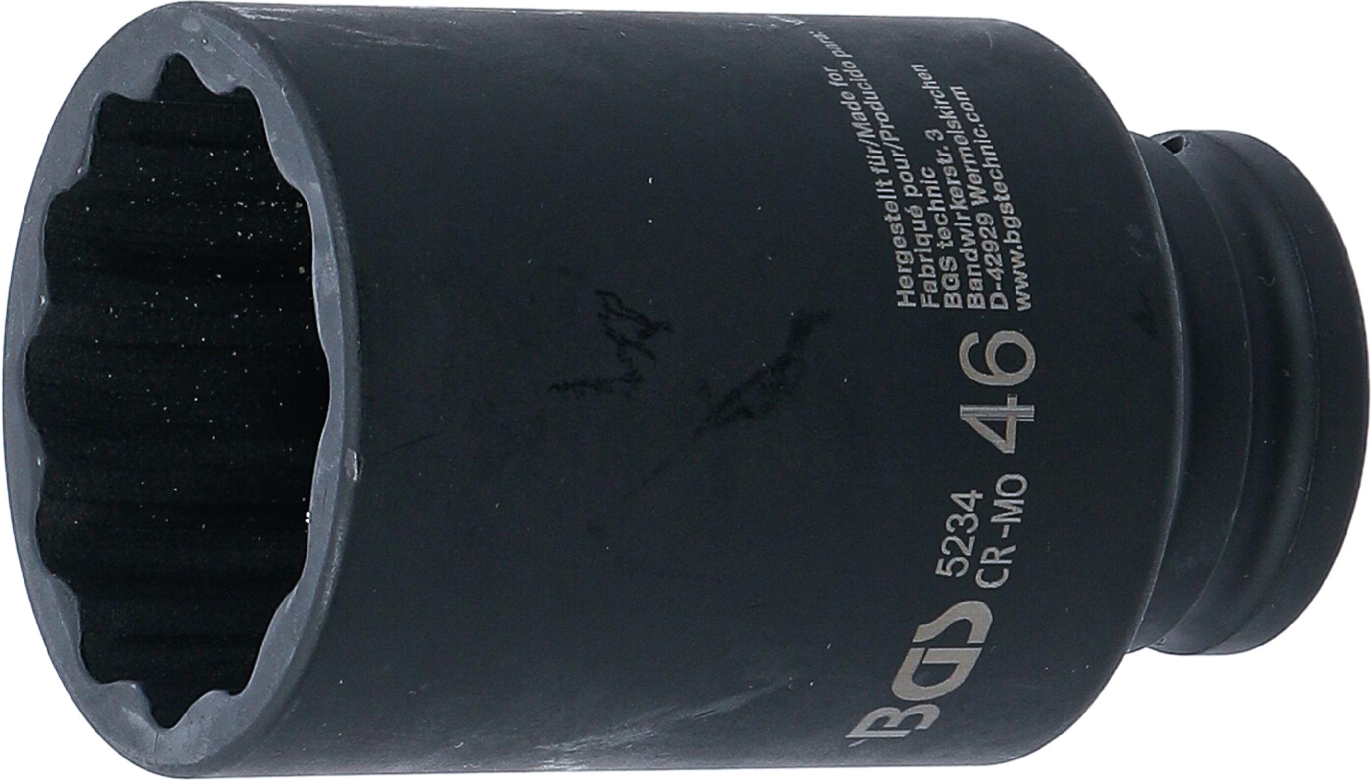 Kraft-Steckschlüssel-Einsatz Zwölfkant, tief | Antrieb Innenvierkant 12,5 mm (1/2") | SW 46 mm BGS5234