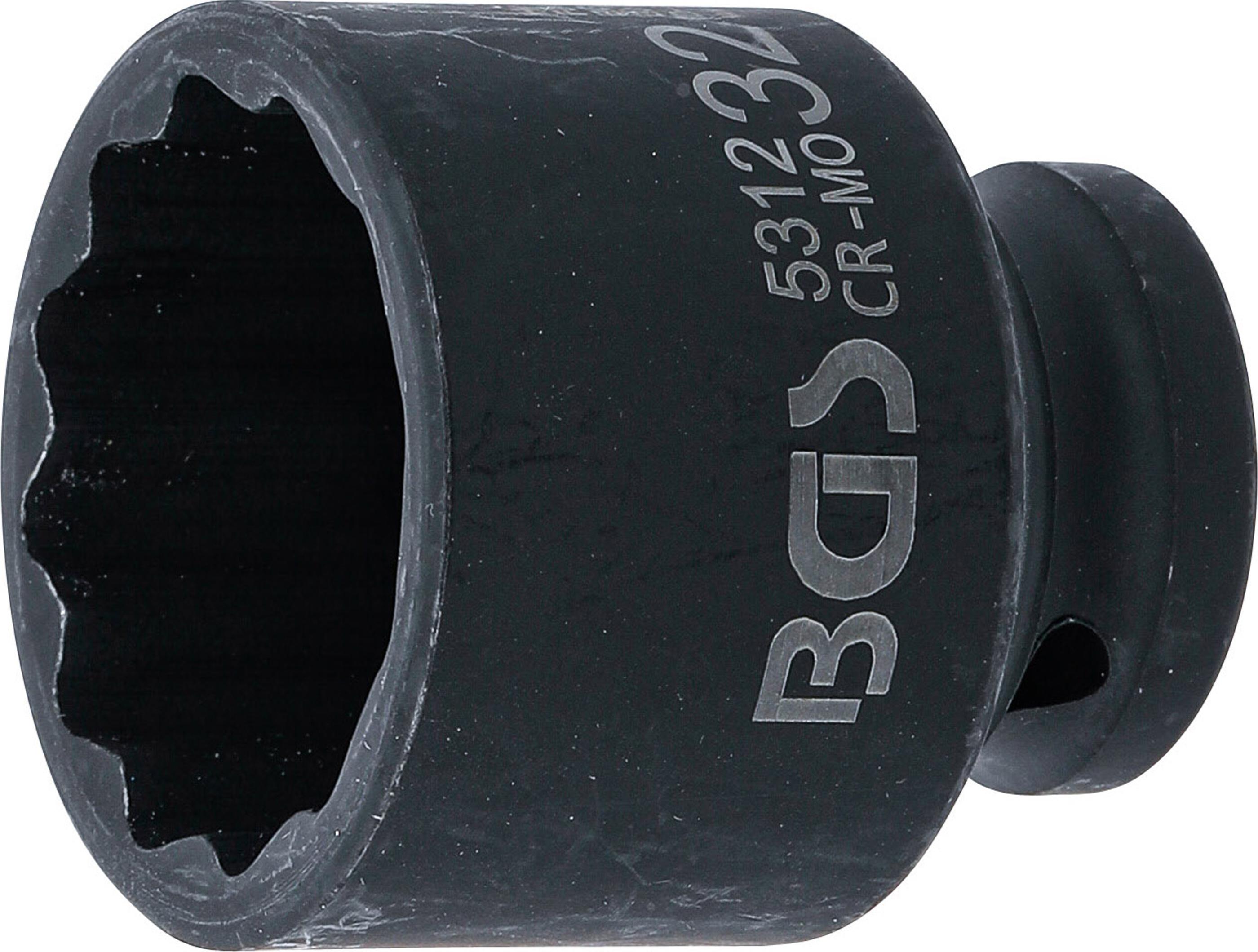 Kraft-Steckschlüssel-Einsatz Zwölfkant | Antrieb Innenvierkant 12,5 mm (1/2") | SW 32 mm BGS5312