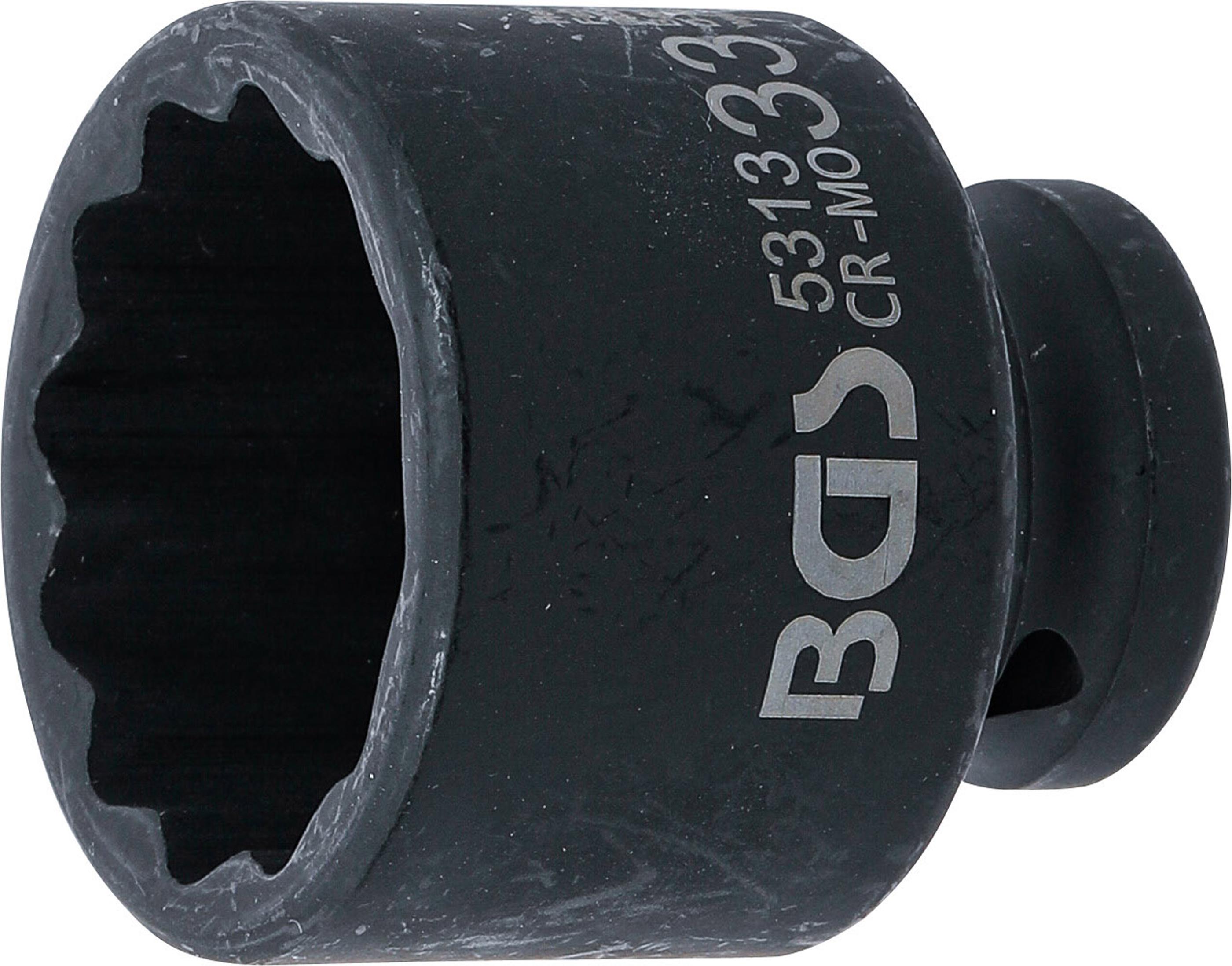 Kraft-Steckschlüssel-Einsatz Zwölfkant | Antrieb Innenvierkant 12,5 mm (1/2") | SW 33 mm BGS5313