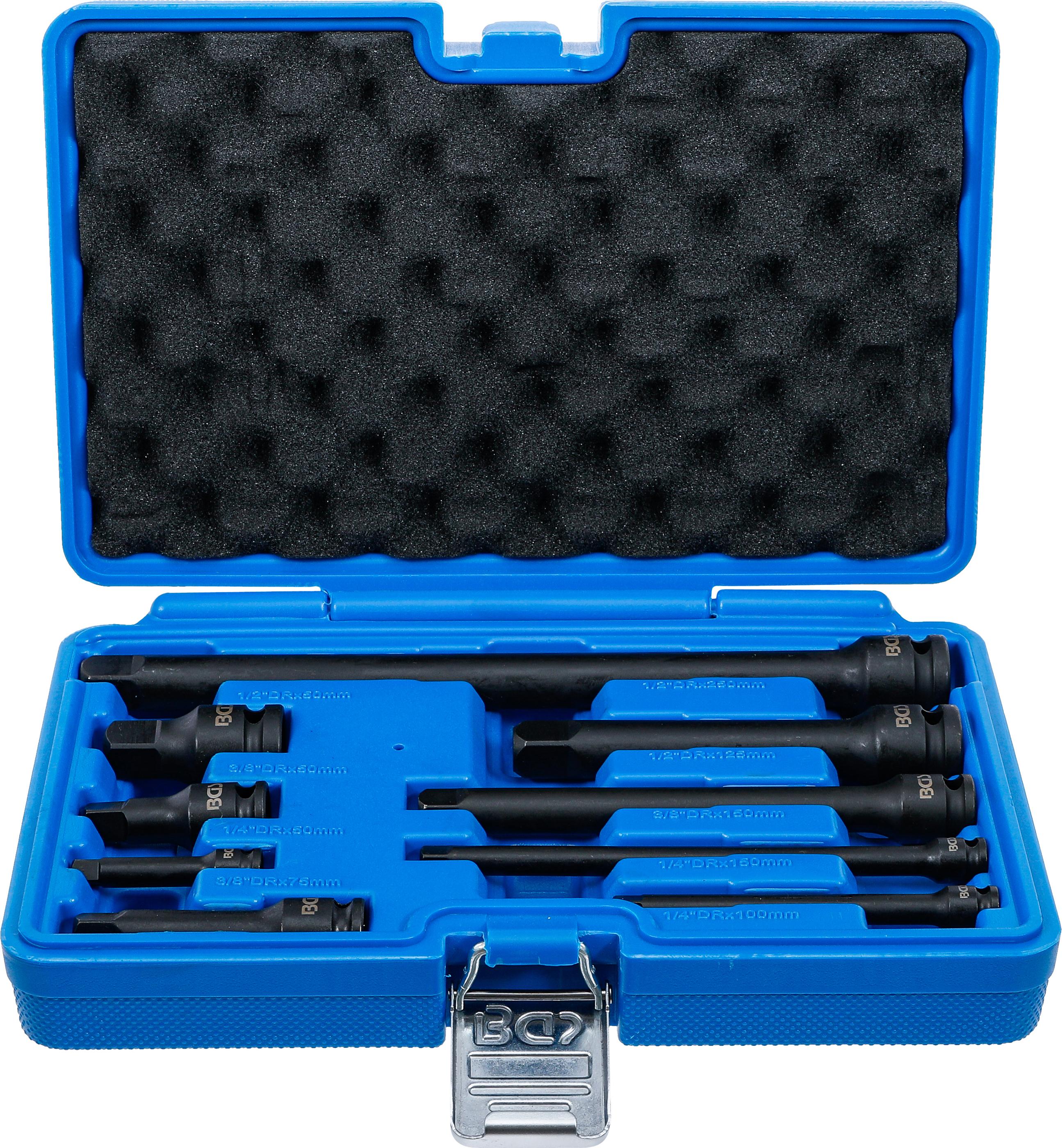 Kraft-Verlängerungs-Satz | 6,3 mm (1/4") / 10 mm (3/8") / 12,5 mm (1/2") | 9-tlg. BGS25145