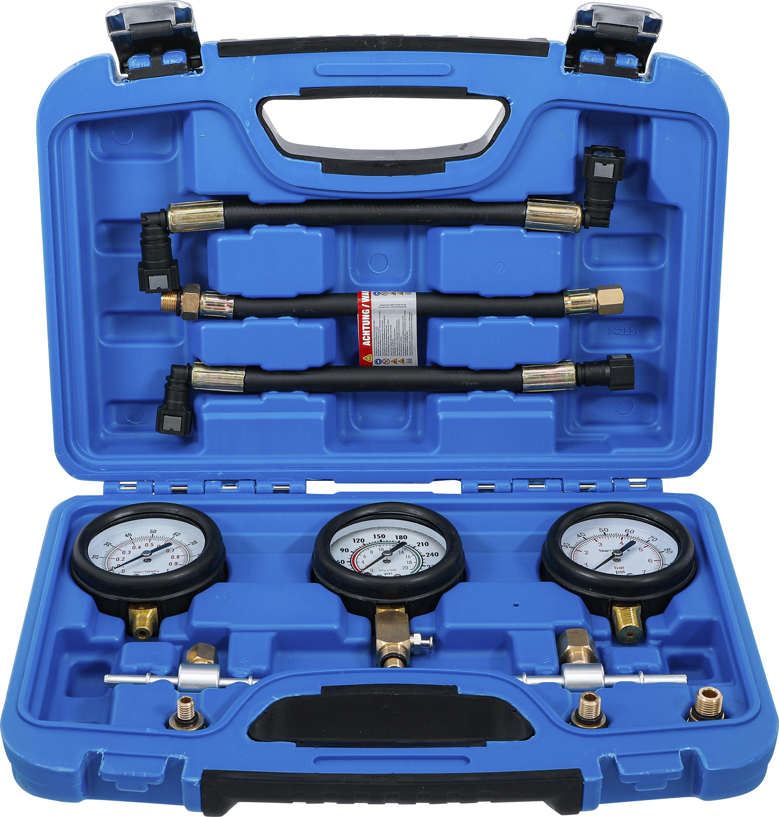Kraftstoff- und Kompressionsdruckprüfgeräte-Satz | für Motorräder | 11-tlg. BGS74355