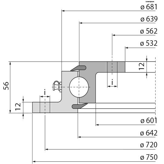 Kugellenkkranz KDL 900-3W, ungebohrt, 120 kN, 750 mm 107291182 Suer