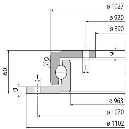 Kugellenkkranz KLK 1100ND, gebohrt, 70 kN, 1102 mm 107291195 Suer