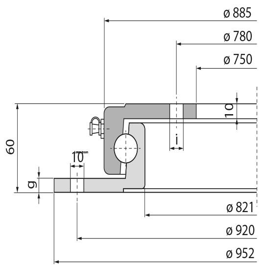 Kugellenkkranz KLK 950ND, gebohrt, 60 kN, 952 mm 107291194 Suer