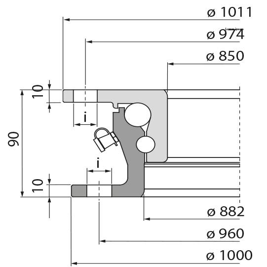 Kugellenkkranz KLK HE12-1000W, ungebohrt, 70 kN, 1000 mm 107291132 Suer