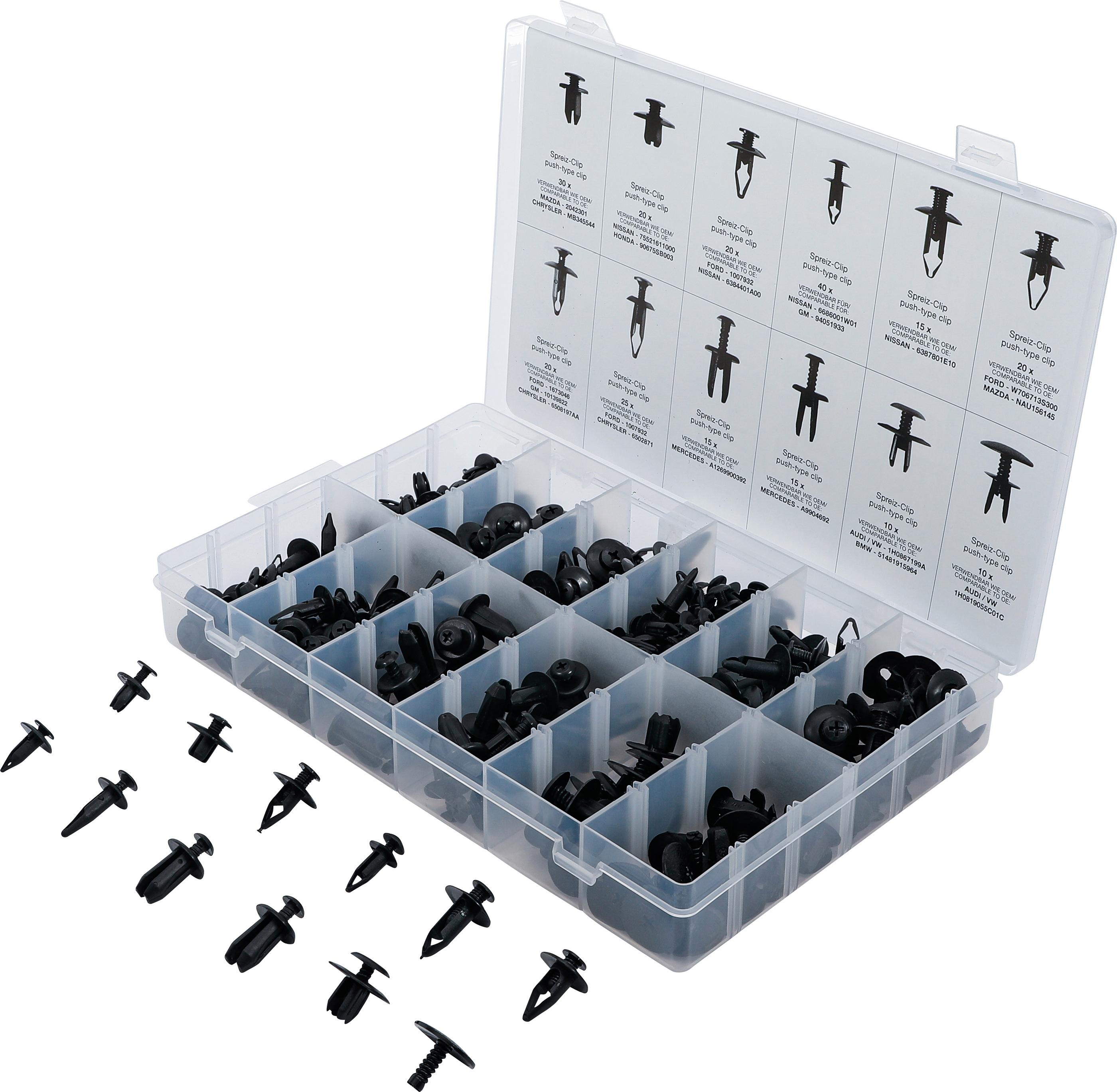 Kunststoffspreizclip-Sortiment für Mazda, Honda, Ford, Nissan, VW | 240-tlg. BGS9057