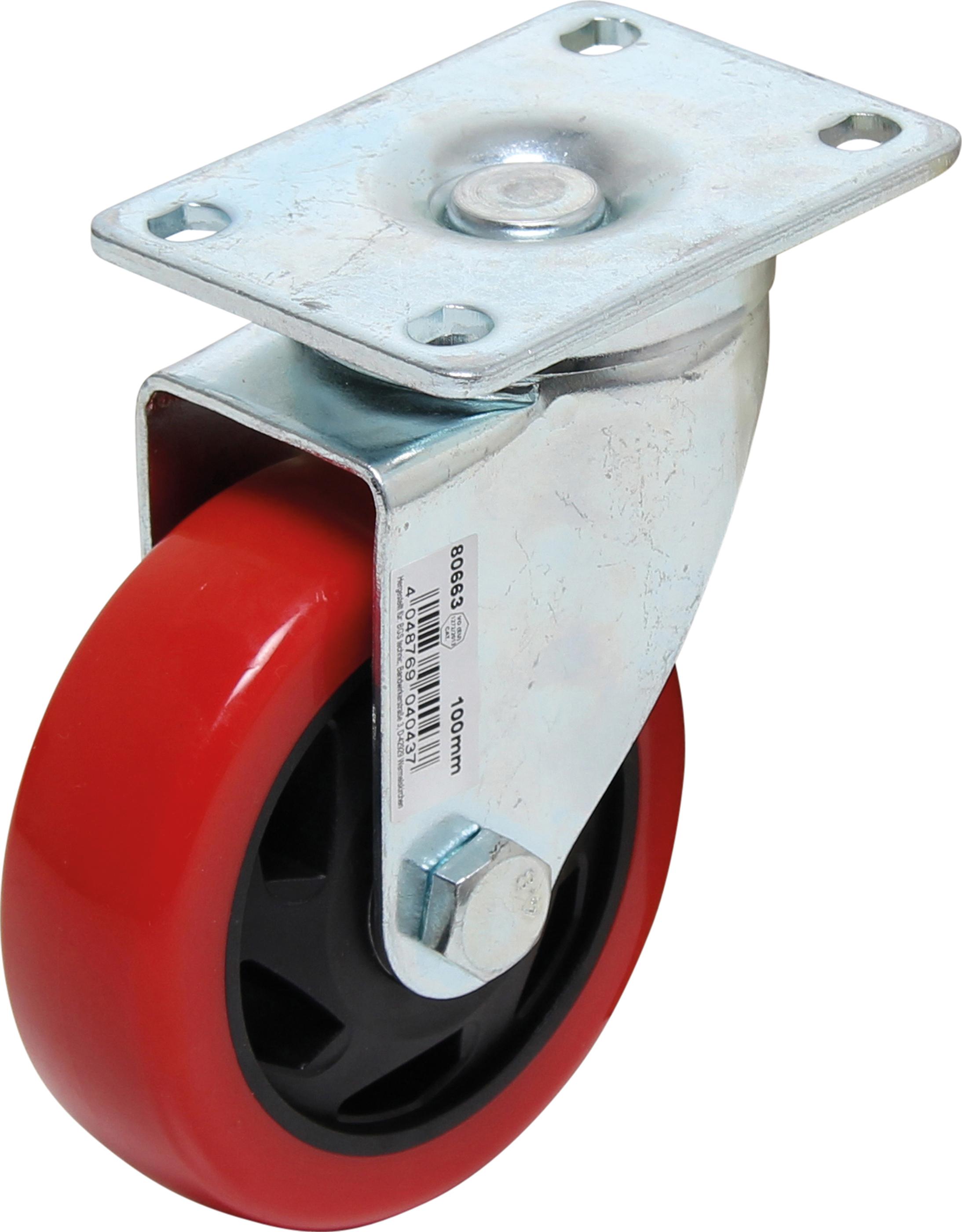 Lenkrolle | rot/schwarz | Ø 100 mm BGS80663