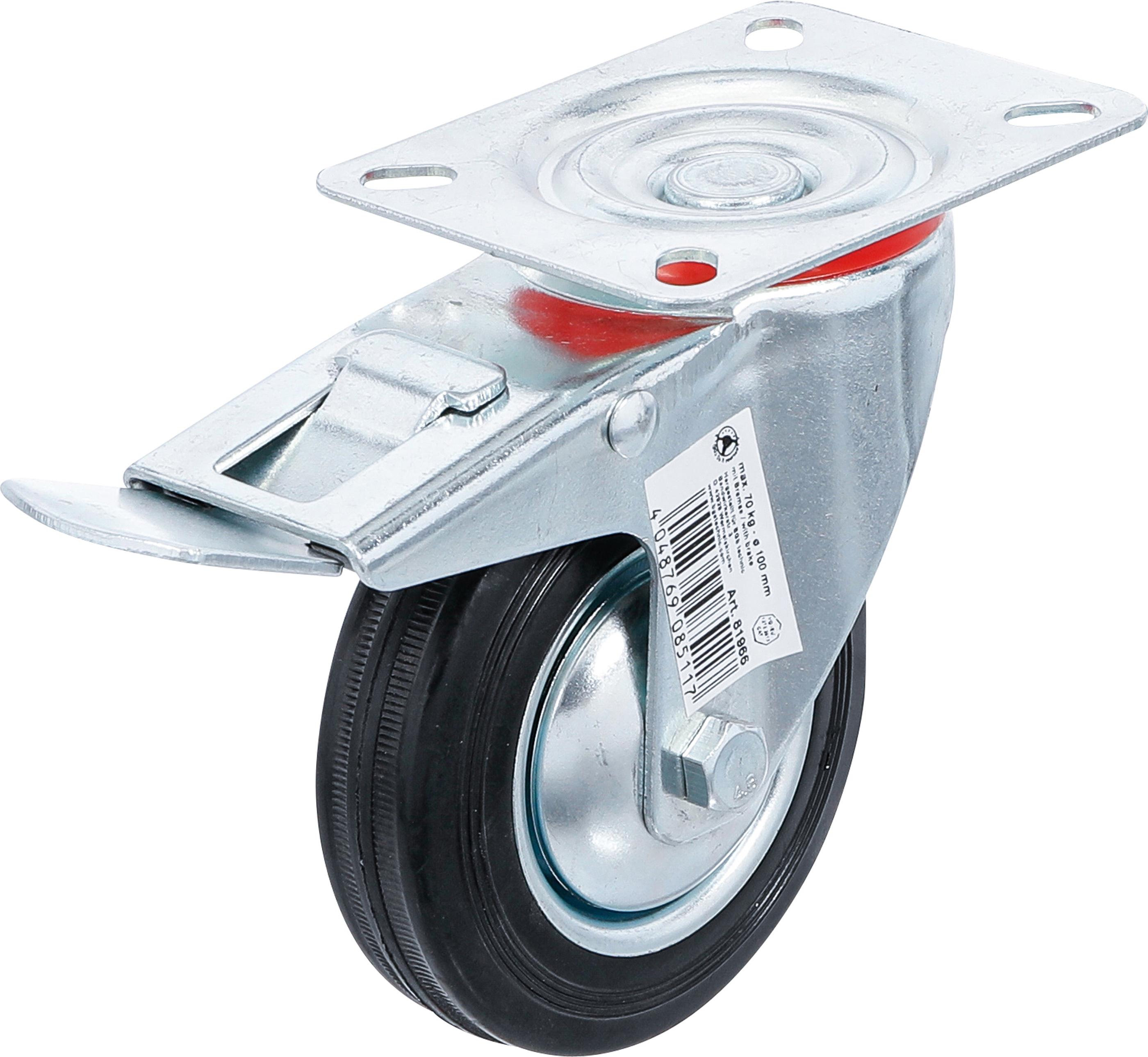 Lenkrolle mit Bremse | mit Anschraubsockel | Ø 100 mm BGS81966