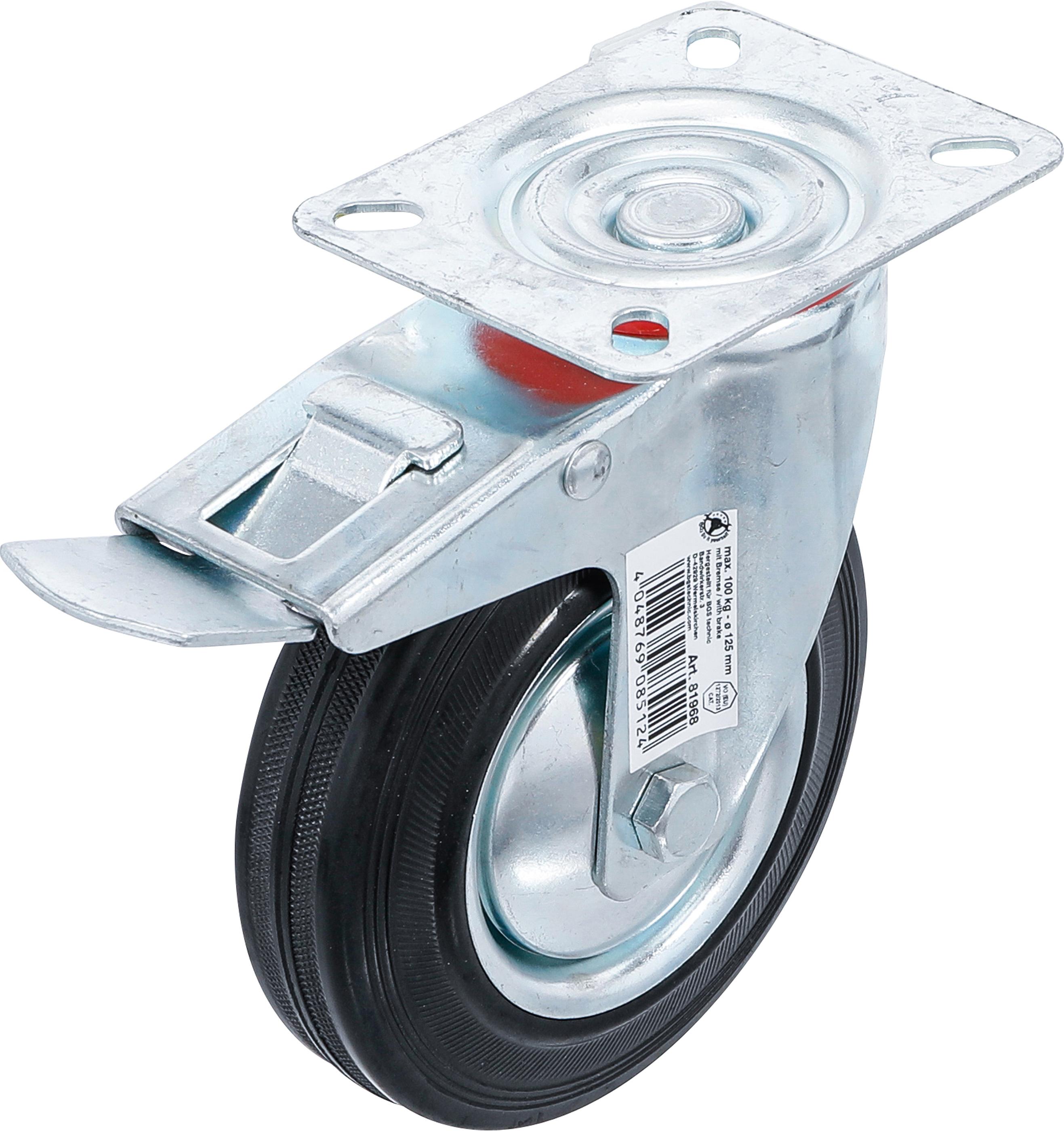 Lenkrolle mit Bremse | mit Anschraubsockel | Ø 125 mm BGS81968