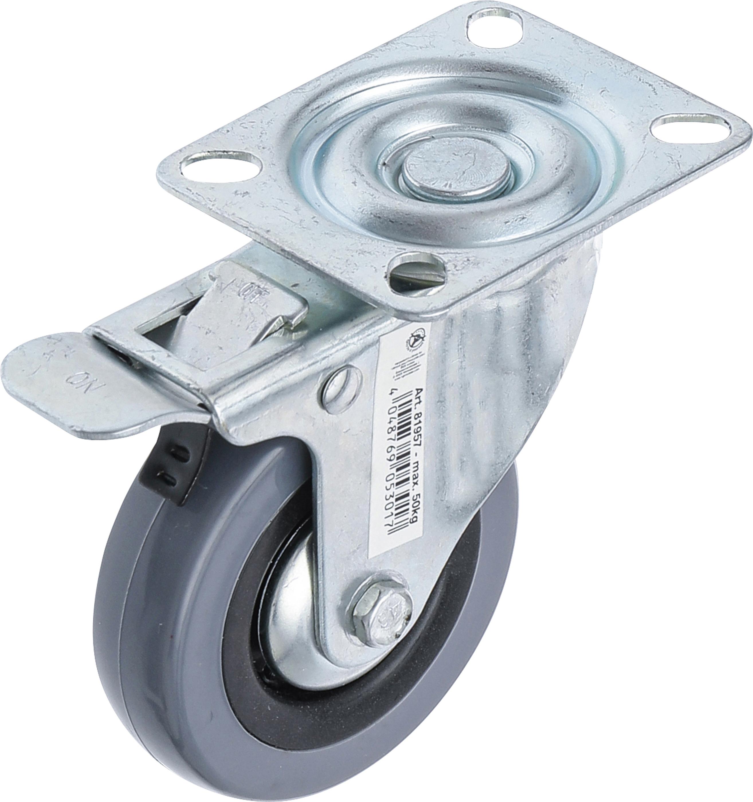 Lenkrolle mit Bremse | mit Anschraubsockel | Ø 75 mm BGS81957