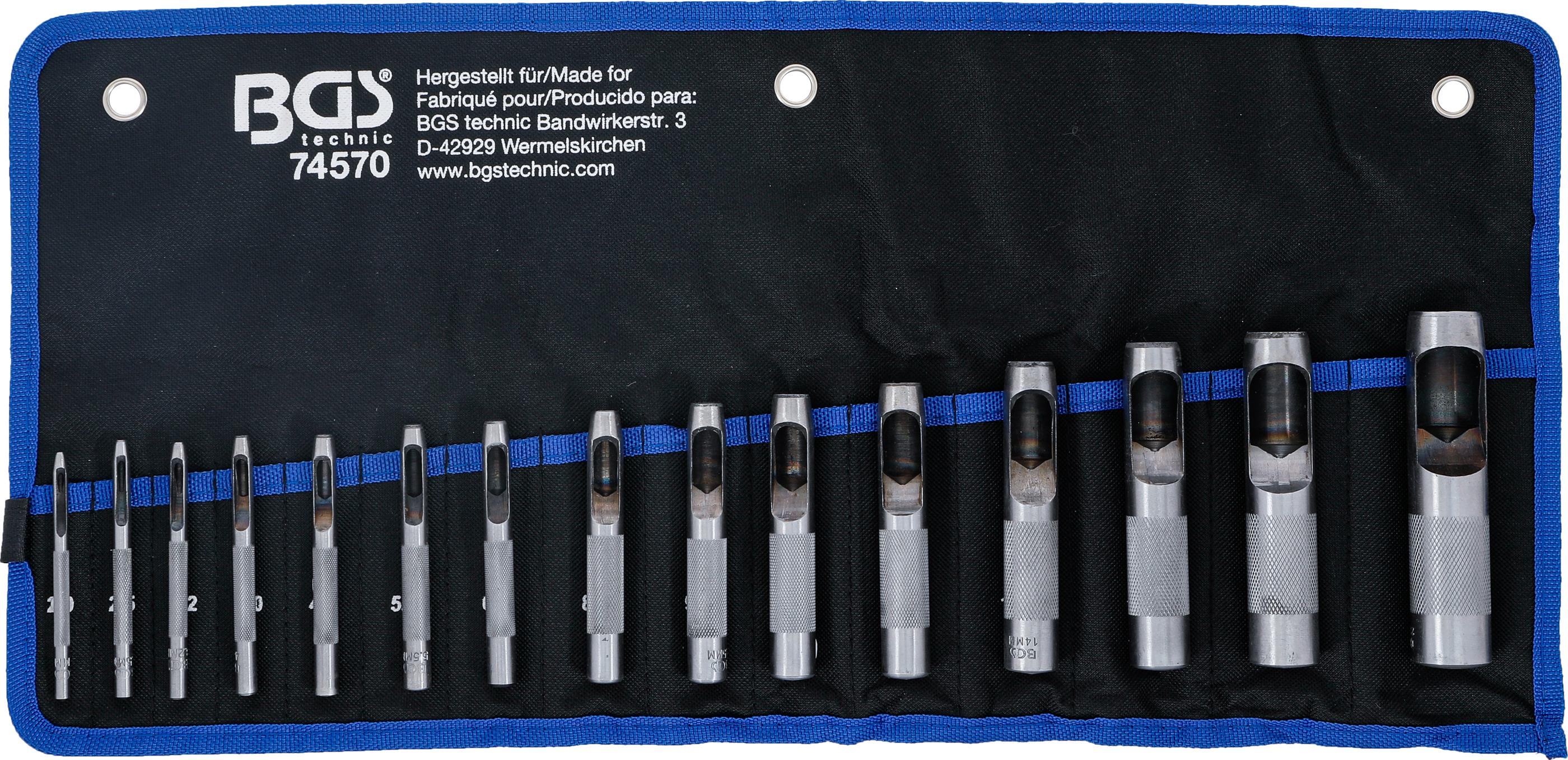 Locheisen-Satz | 2 - 22 mm | 15-tlg. BGS74570