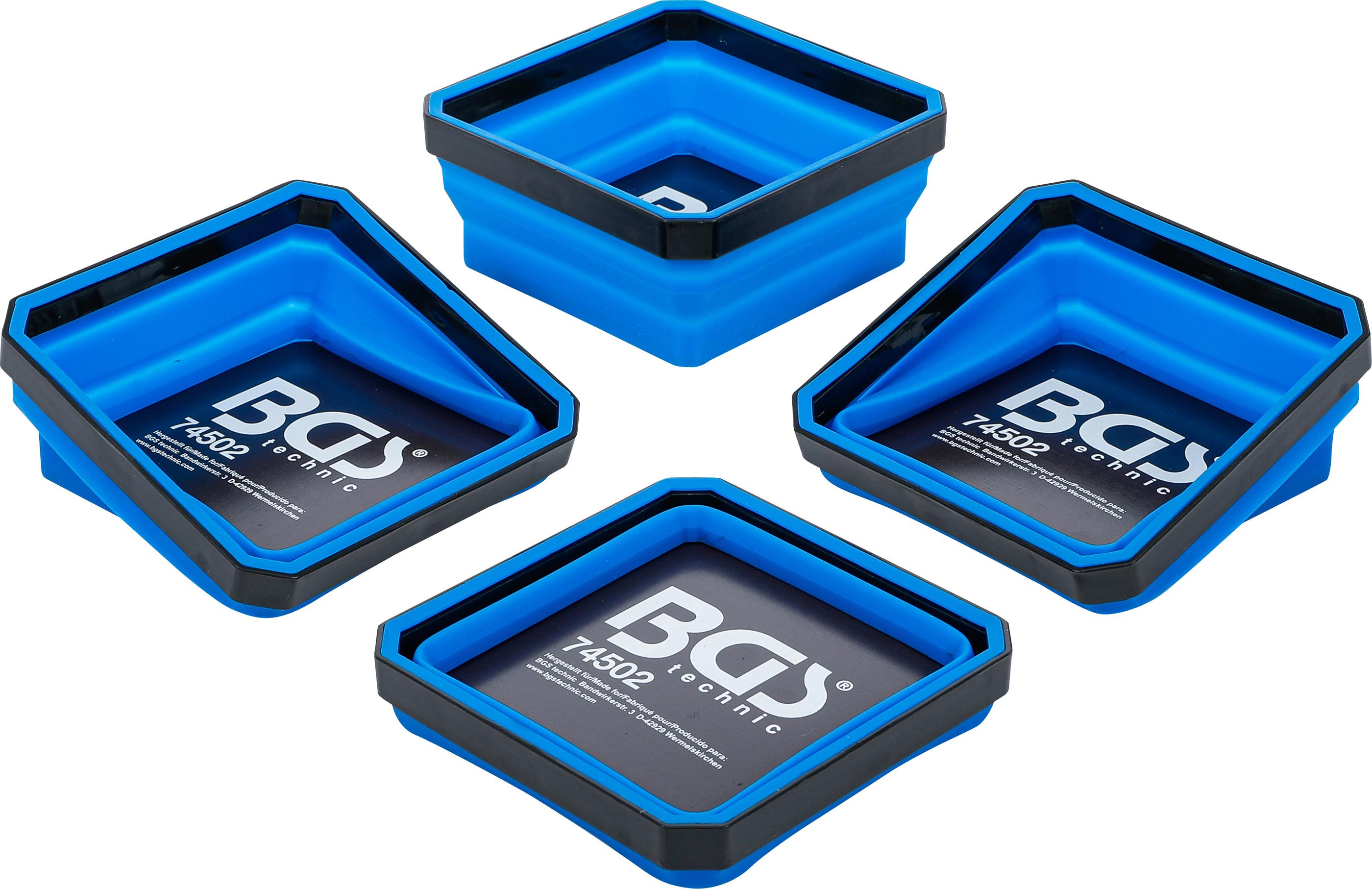 Magnet-Haftschalen-Satz | Silikon | faltbar | 115 x 115 x 50 mm | 4-tlg. BGS74502