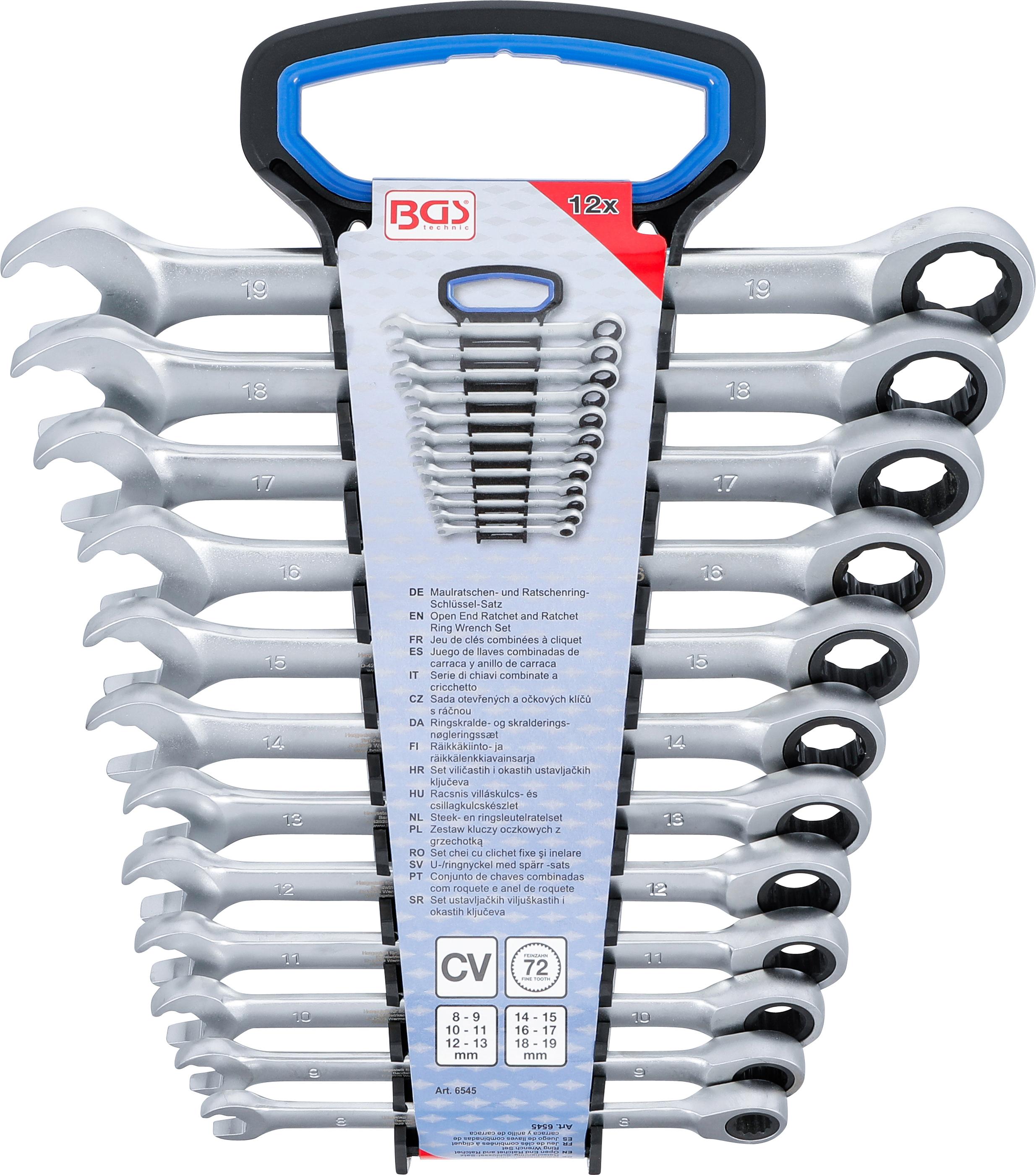 Maulratschen- und Ratschenring-Schlüssel-Satz | SW 8 - 19 mm | 12-tlg. BGS6545