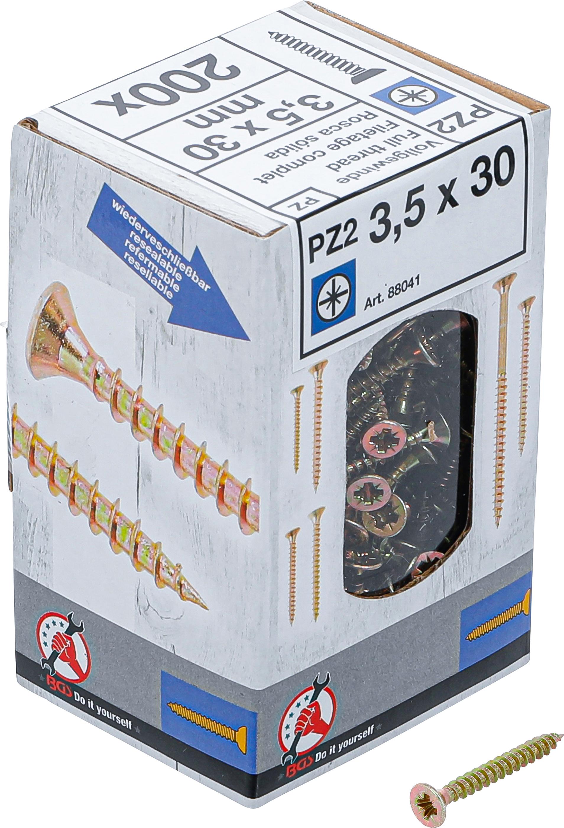 Mehrzweckschrauben | Kreuzschlitz PZ2 | 3,5 x 30 mm | 200 Stück BGS88041