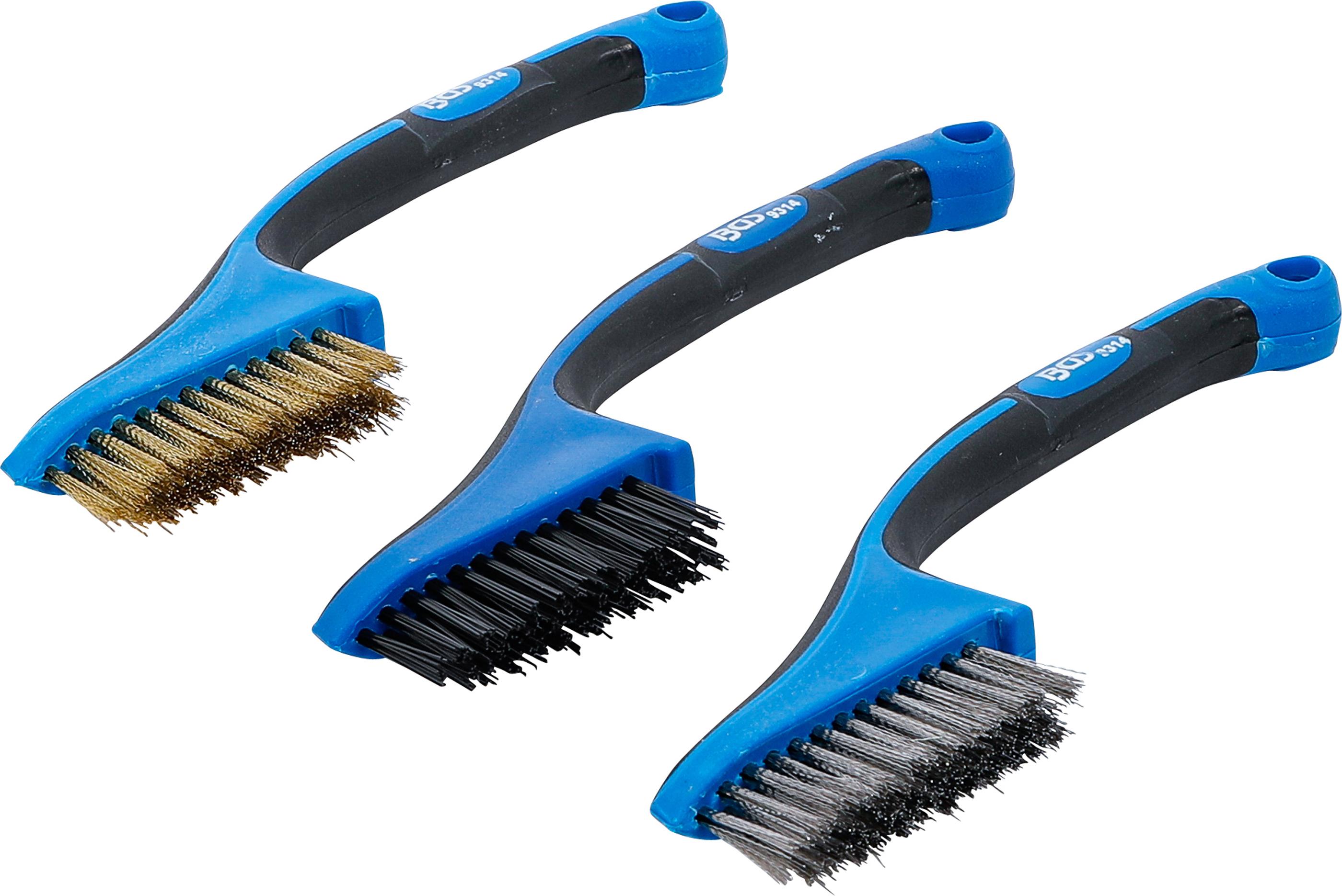 Mini-Bürsten-Satz | Nylon, Messing, Edelstahl | 165 mm | 3-tlg. BGS9314