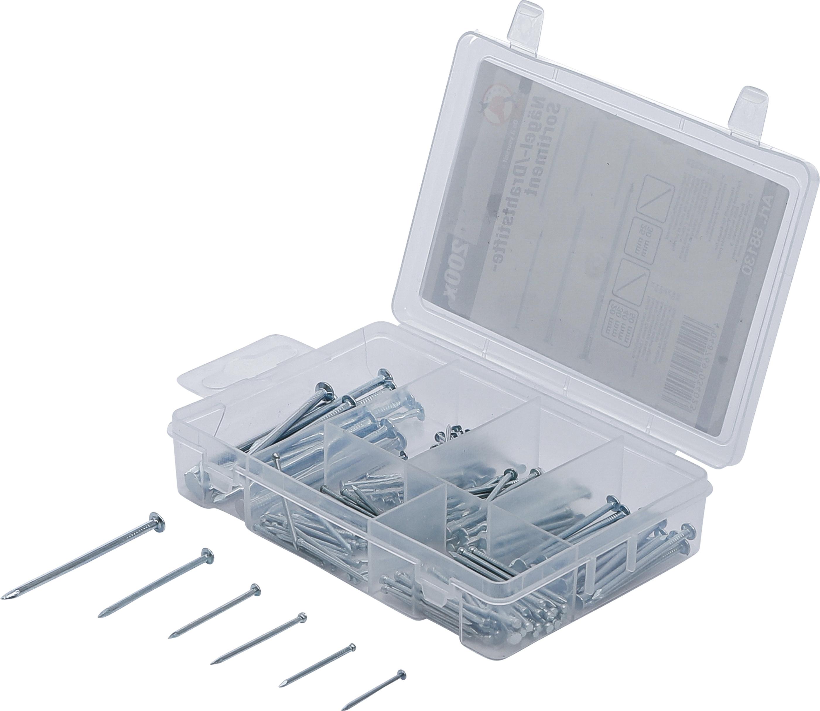 Nägel-/Drahtstifte-Sortiment | 200-tlg. BGS88130
