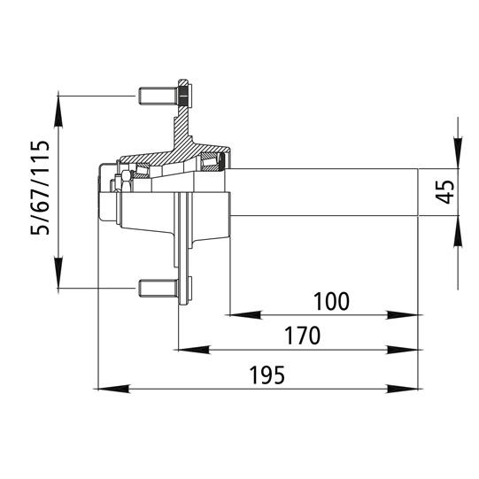 Nabe mit Achsstummel GS 2,5, ohne Bremse, 925 kg Achslast 200301322 Suer