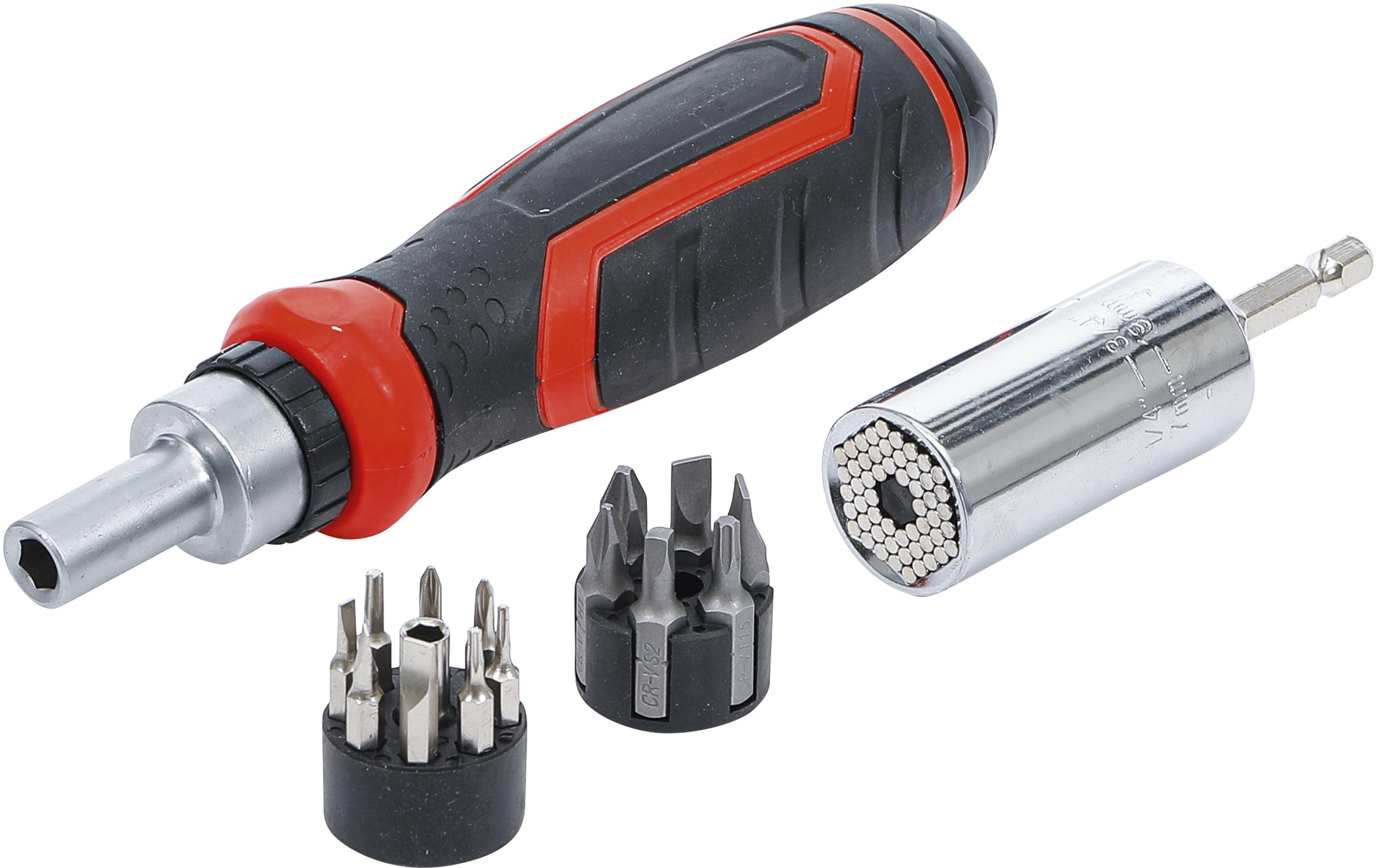 Präzisions-Bit- / Multi-Einsatz-Satz | mit Ratschen-Drehgriff für Bits, umschaltbar | 17-tlg. BGS20817