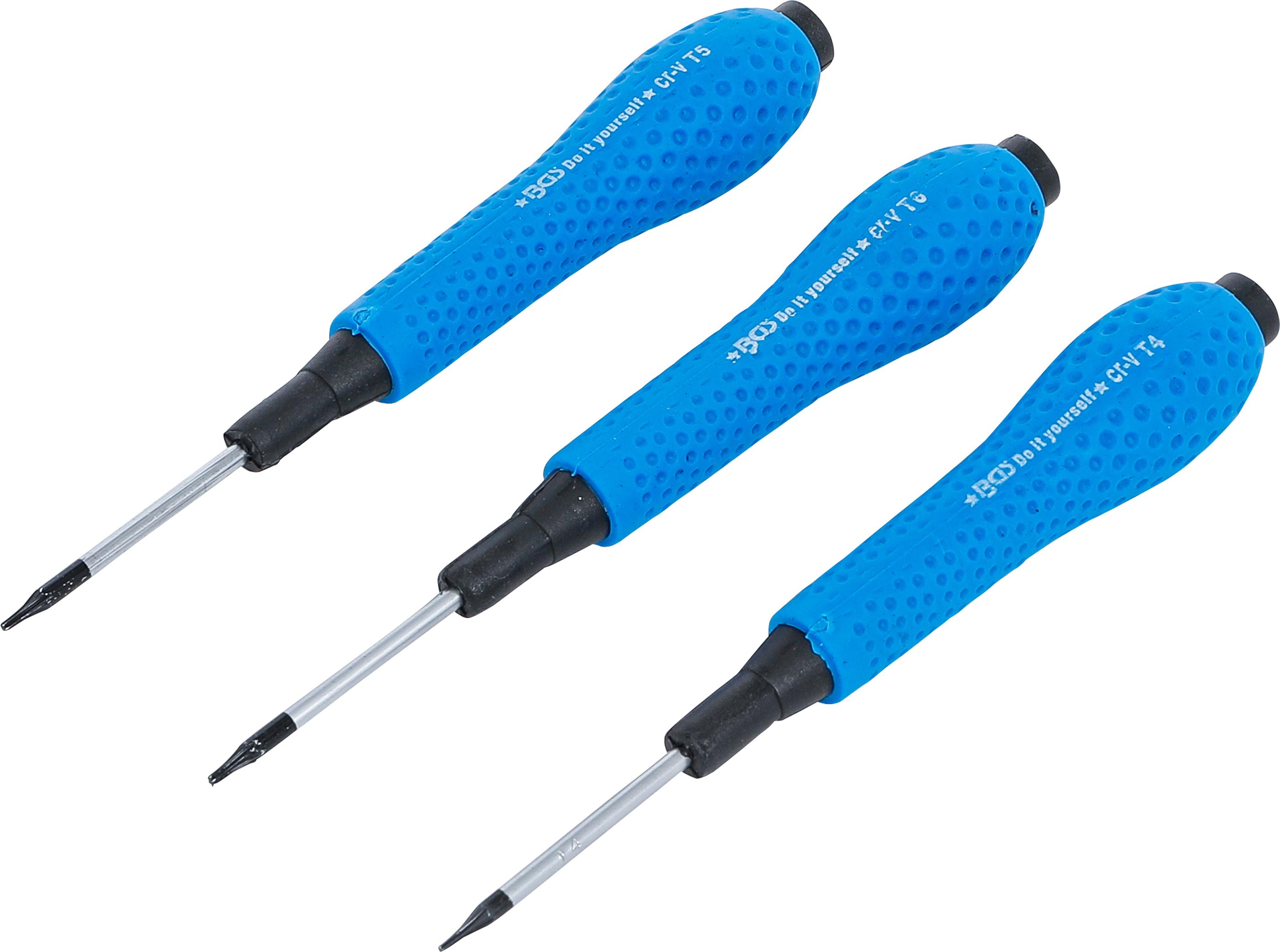 Präzisions-Schraubendreher-Satz | T-Profil (für Torx) T4 / T5 / T6 | 3-tlg. BGS803