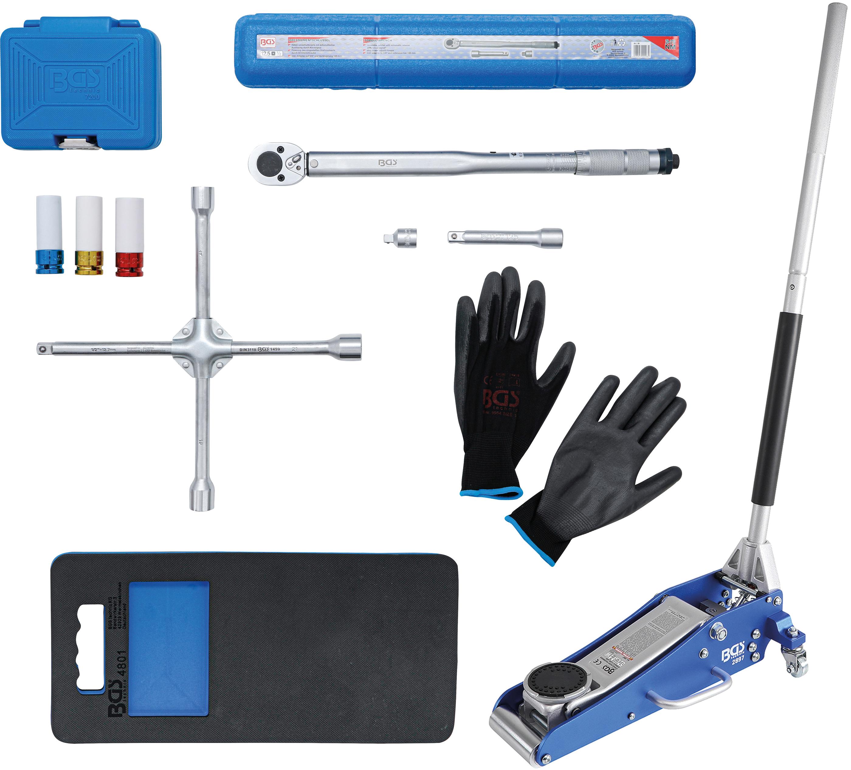 Radwechsel-Service-Satz mit Rangier-Wagenheber 1,5 t | 10-tlg. BGS9680