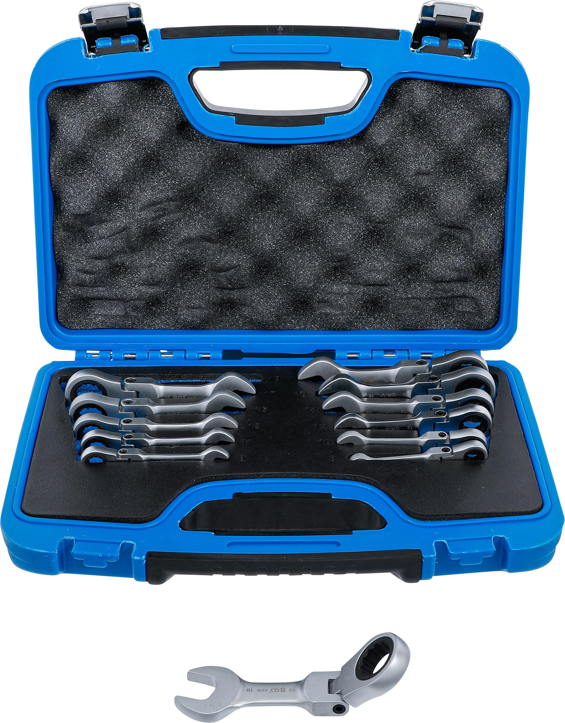 Ratschenring-Maulschlüssel-Satz | kurz | abwinkelbar | SW 8 - 19 mm | 12-tlg. BGS6543