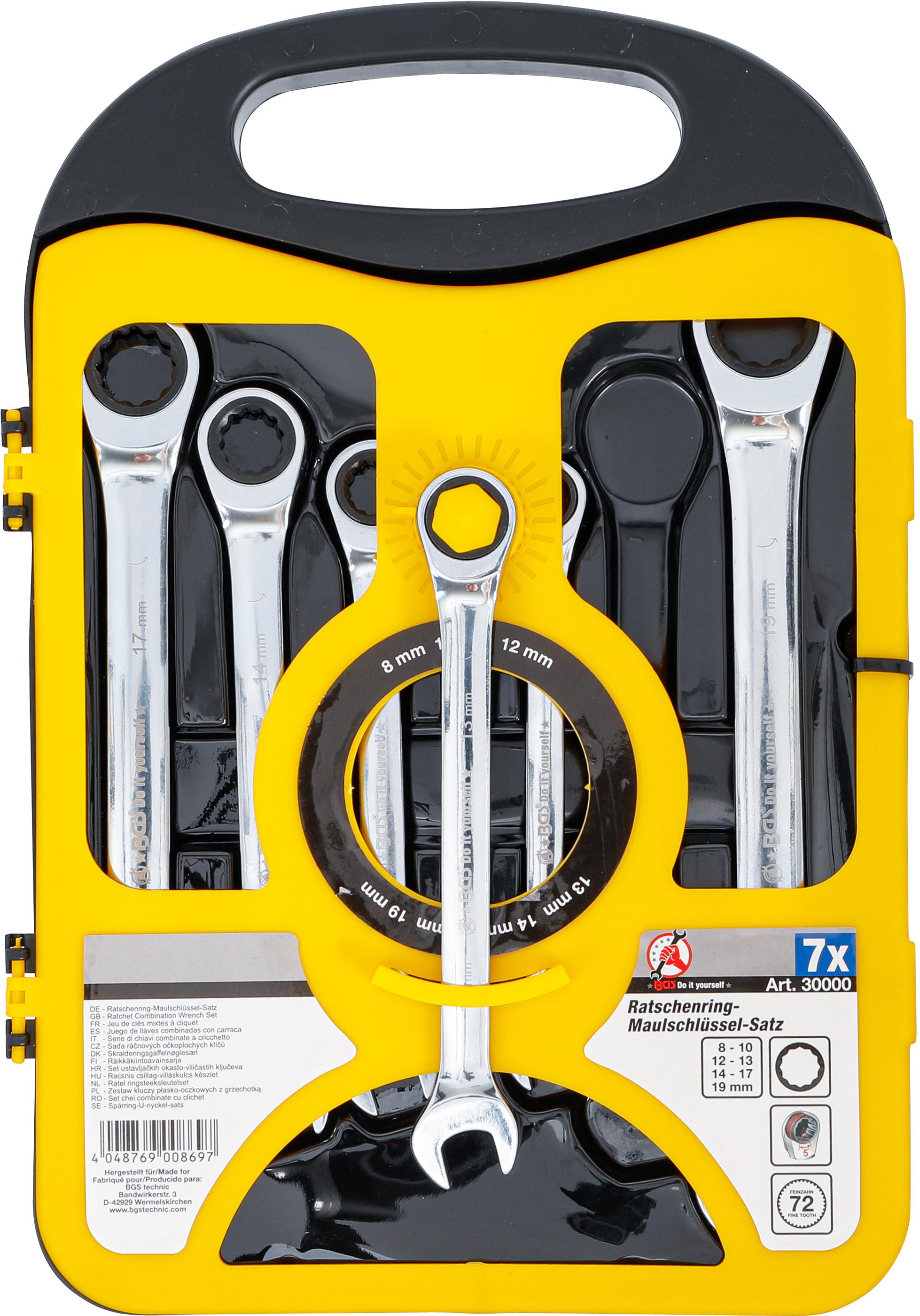 Ratschenring-Maulschlüssel-Satz | SW 8 - 19 mm | 7-tlg. BGS30000