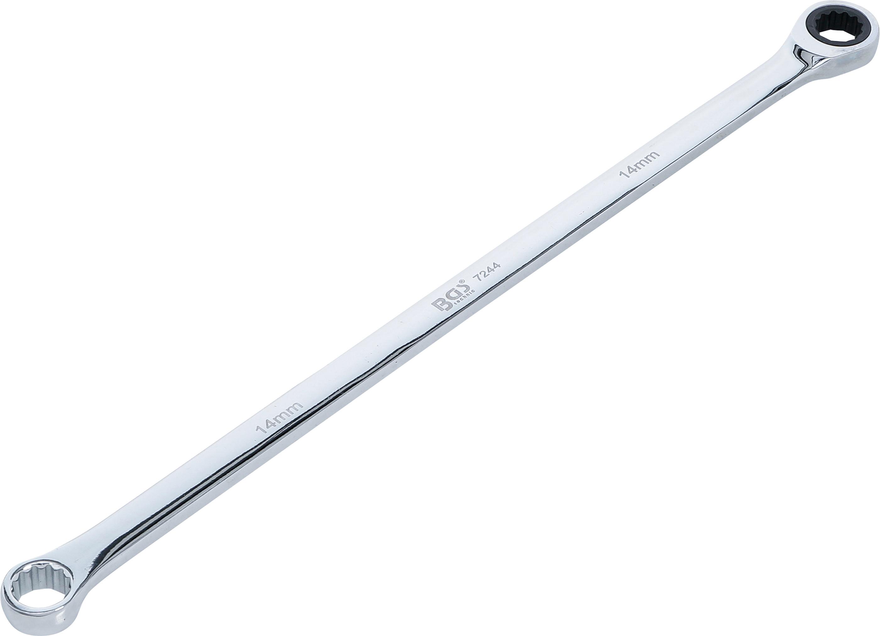 Ratschenring- und Ringschlüssel | extra lang | SW 14 mm BGS7244