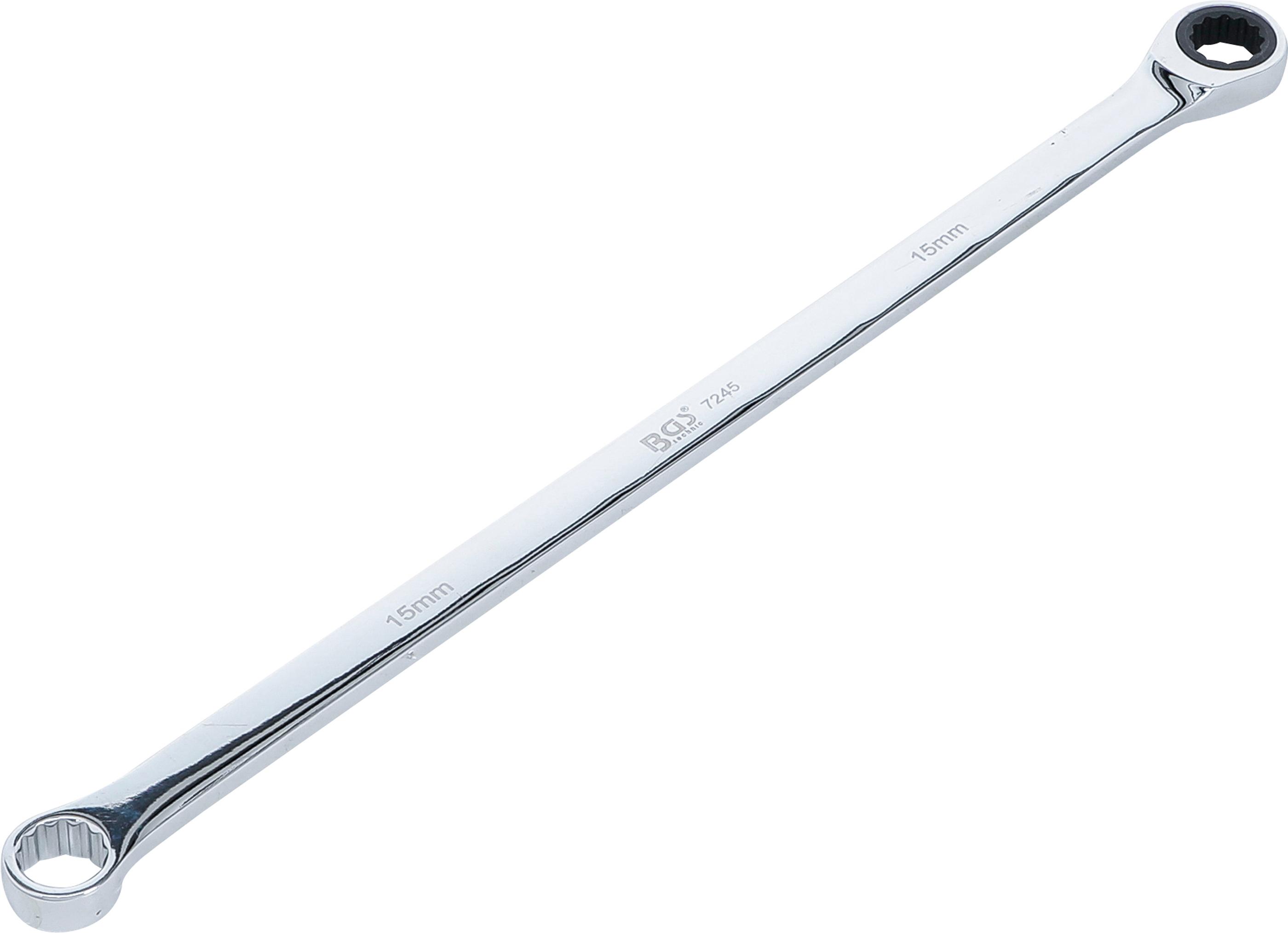 Ratschenring- und Ringschlüssel | extra lang | SW 15 mm BGS7245
